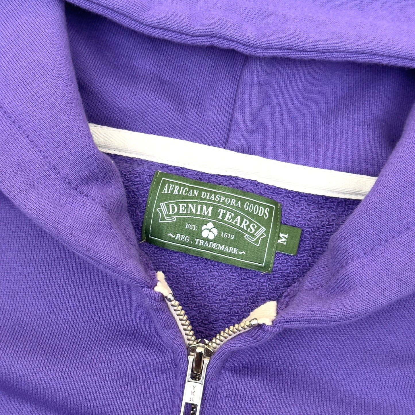 DENIM TEARS UNIVERSITY LOGO ZIP HOODIE PURPLE M
