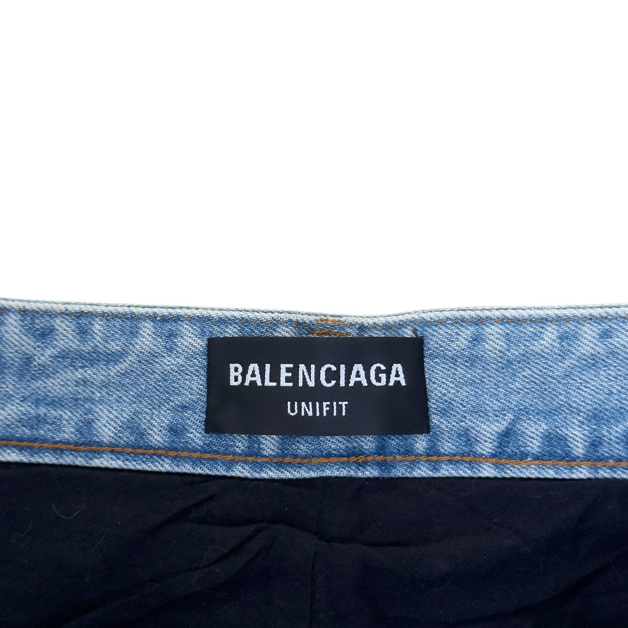 BALENCIAGA SPORTY B TRACKSUIT DENIM HYBRID JEANS BLUE / RED M