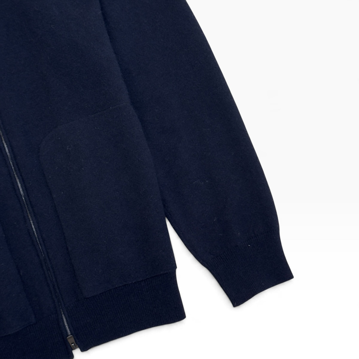 AGNONA CASHMERE ZIP-UP BOMBER CARDIGAN NAVY XL