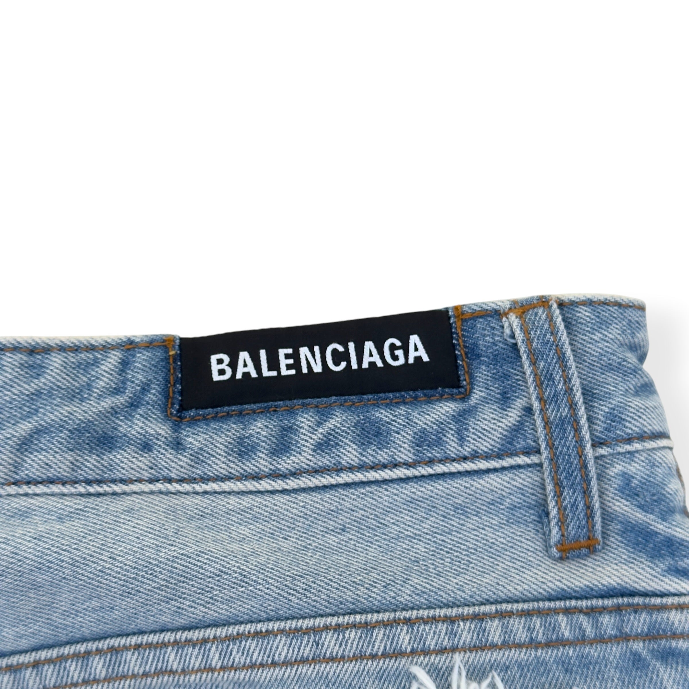 BALENCIAGA SPORTY B TRACKSUIT DENIM HYBRID JEANS BLUE / RED M