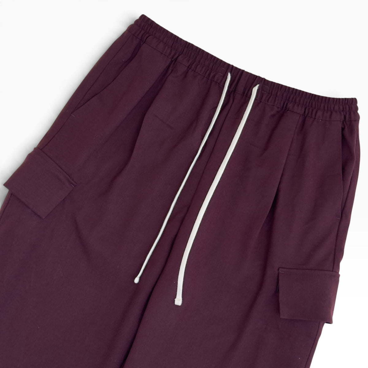 THE COUTURE CLUB PLEATED WIDE LEG CARGO TROUSERS BURGUNDY M