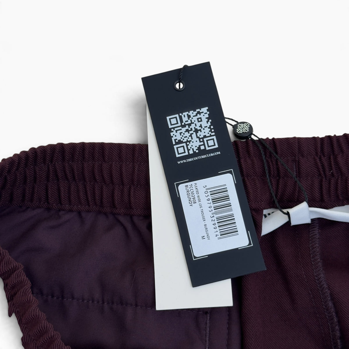 THE COUTURE CLUB PLEATED WIDE LEG CARGO TROUSERS BURGUNDY M