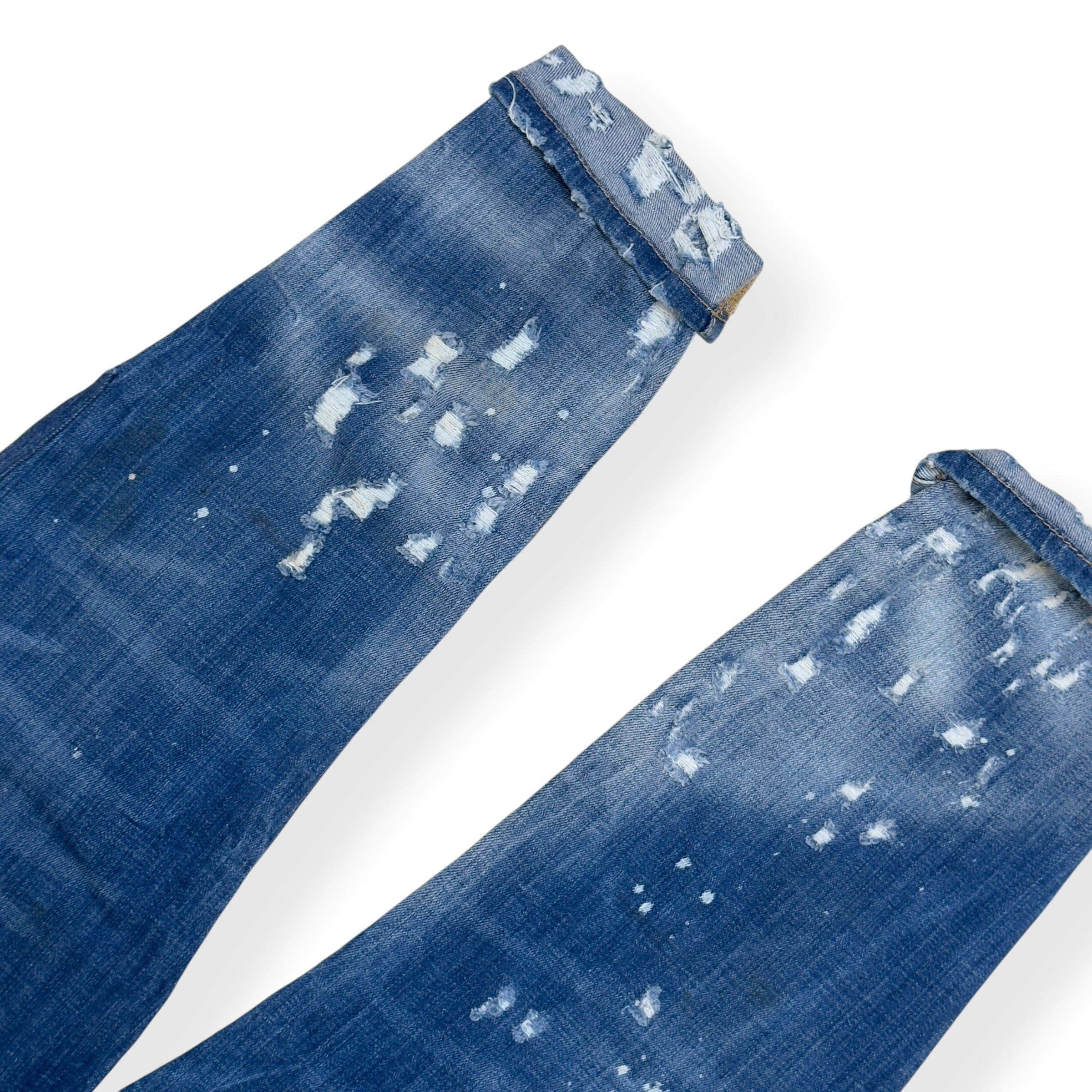 DSQUARED2 CROPPED DISTRESSED DENIM JEANS BLUE 50 / L