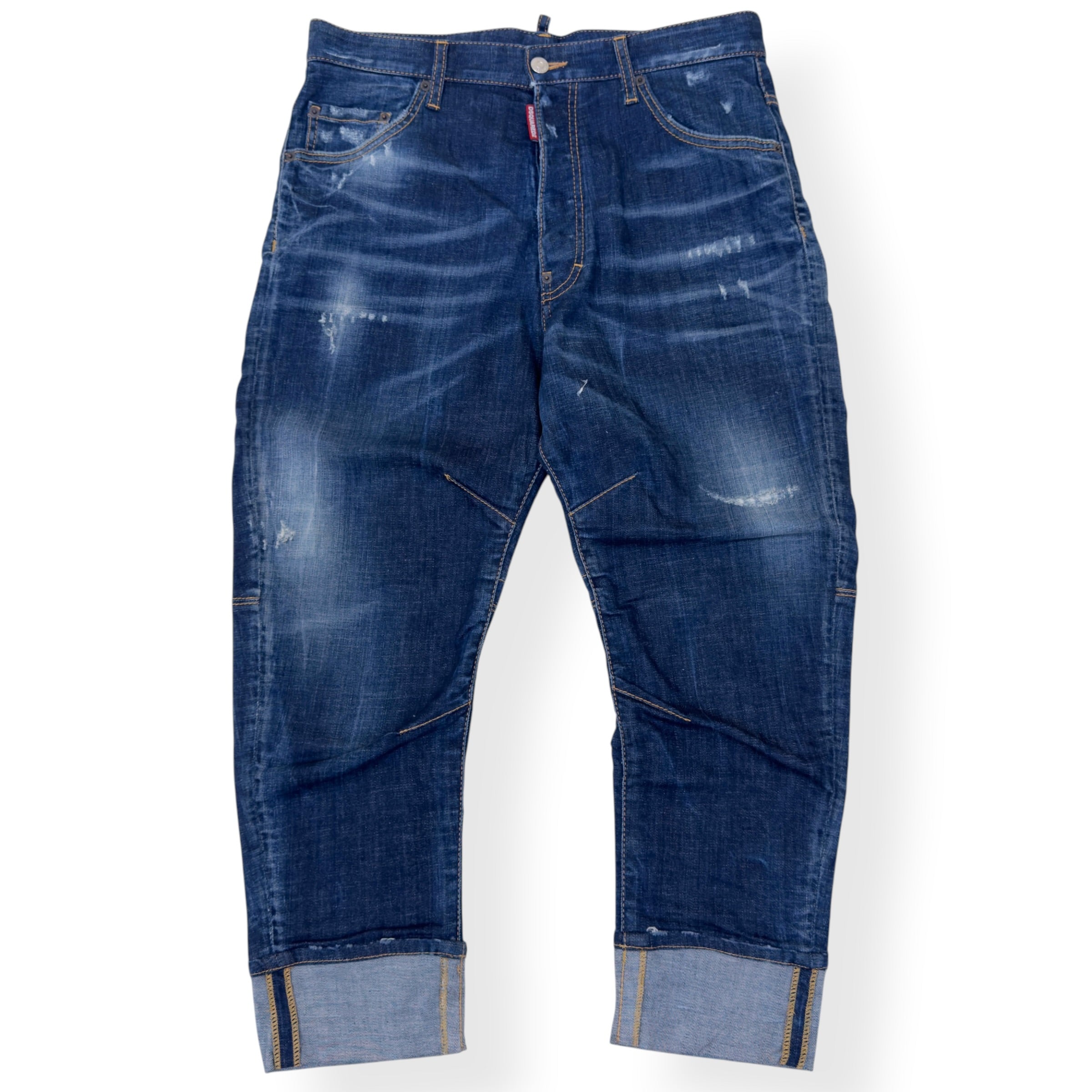 DSQUARED2 DISTRESSED COMBAT DENIM JEANS BLUE 48 / M