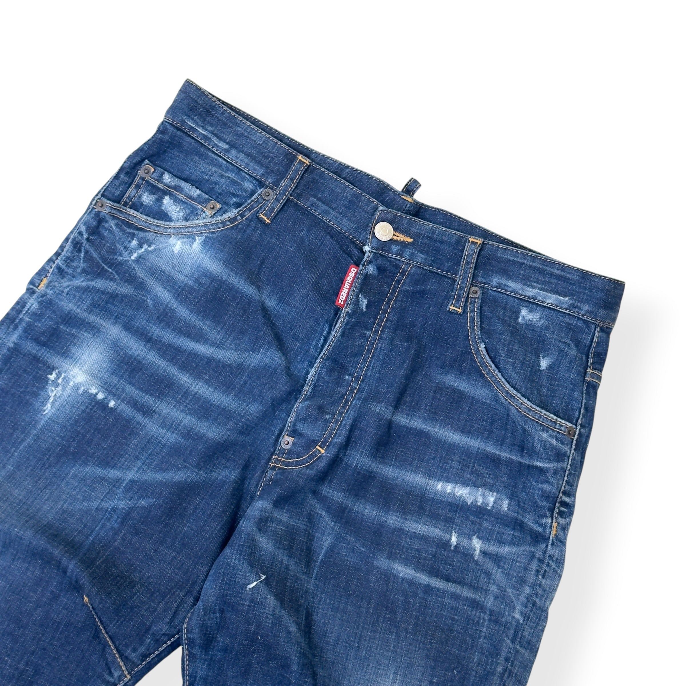 DSQUARED2 DISTRESSED COMBAT DENIM JEANS BLUE 48 / M