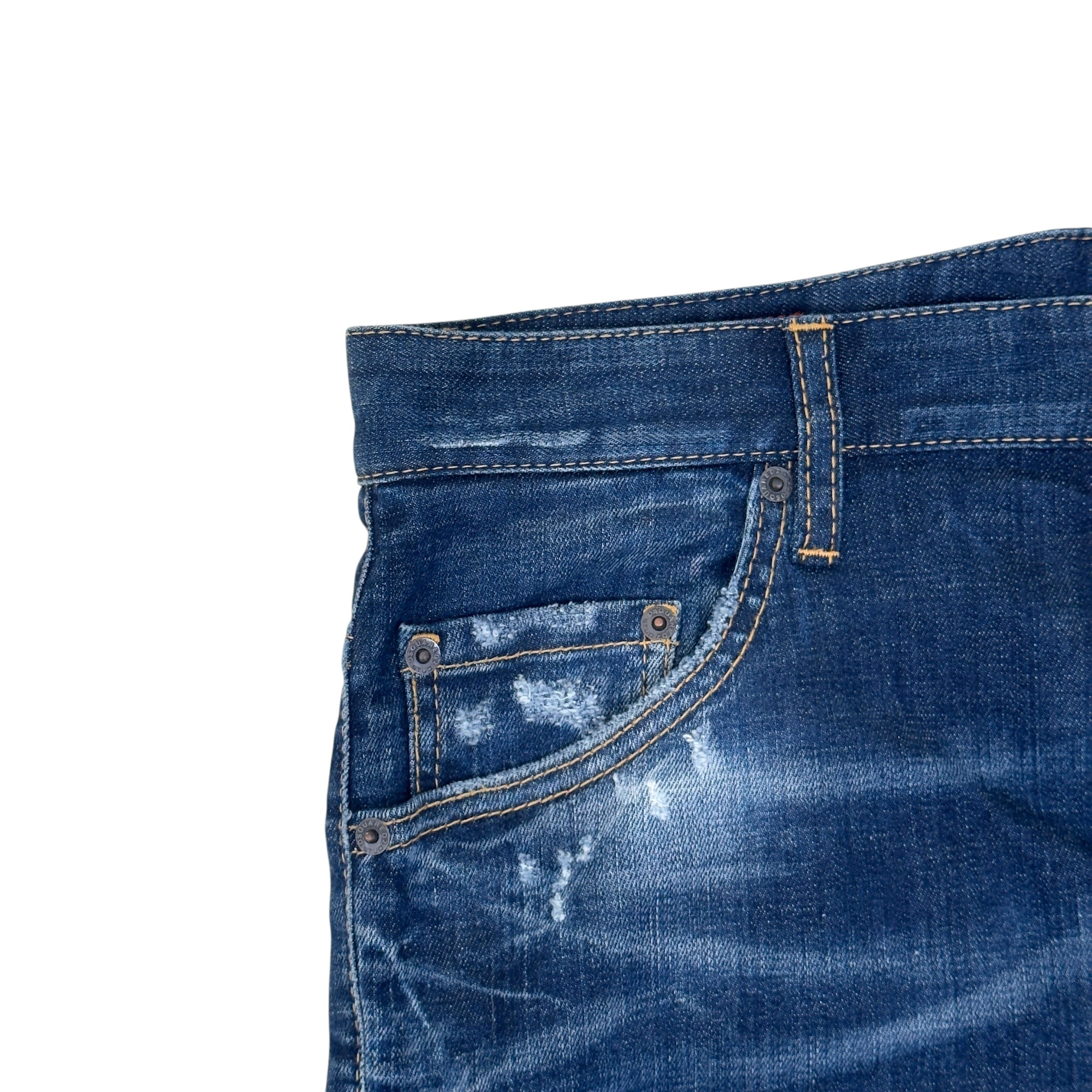 DSQUARED2 DISTRESSED COMBAT DENIM JEANS BLUE 48 / M