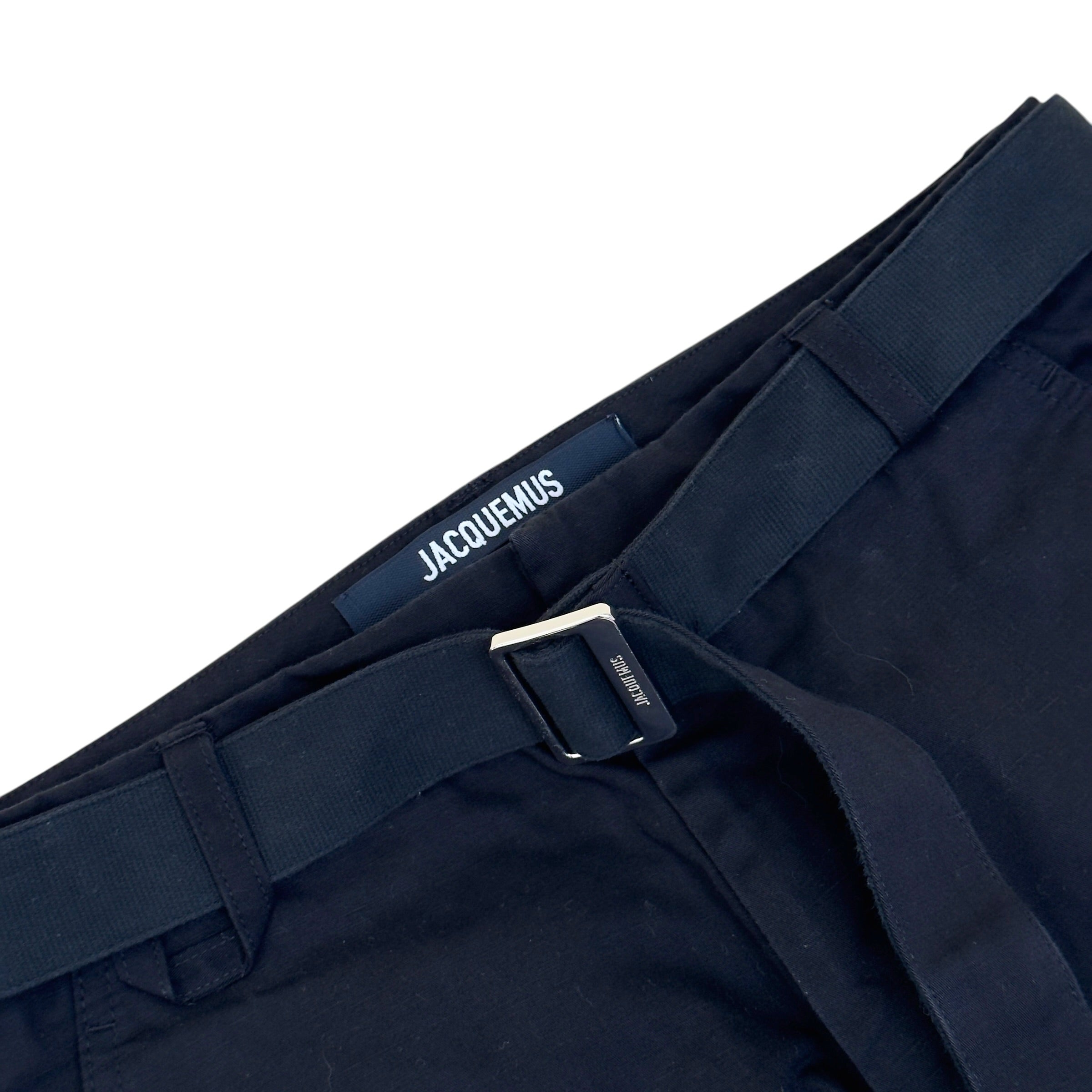 JACQUEMUS LA CASA BELTED CARGO TROUSERS BLACK 46 / S