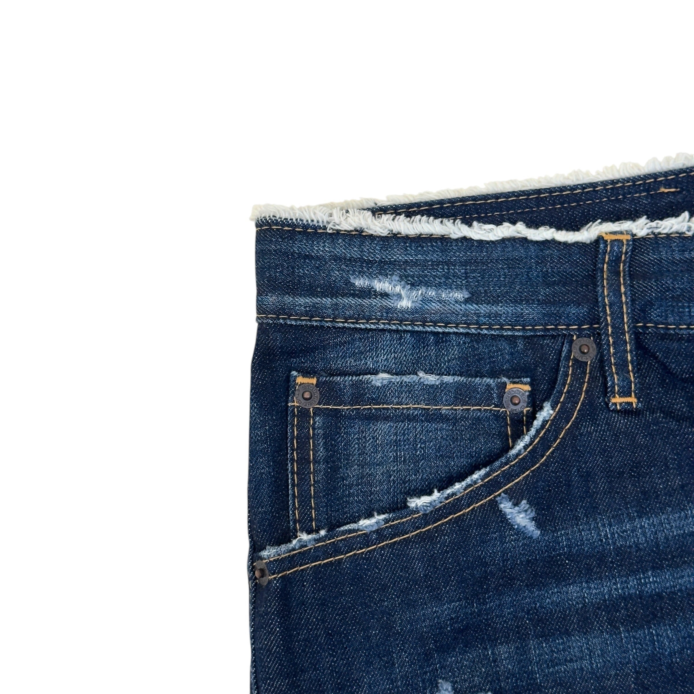 DSQUARED2 CROPPED TARTAN CUFF DENIM JEANS BLUE 46 / S