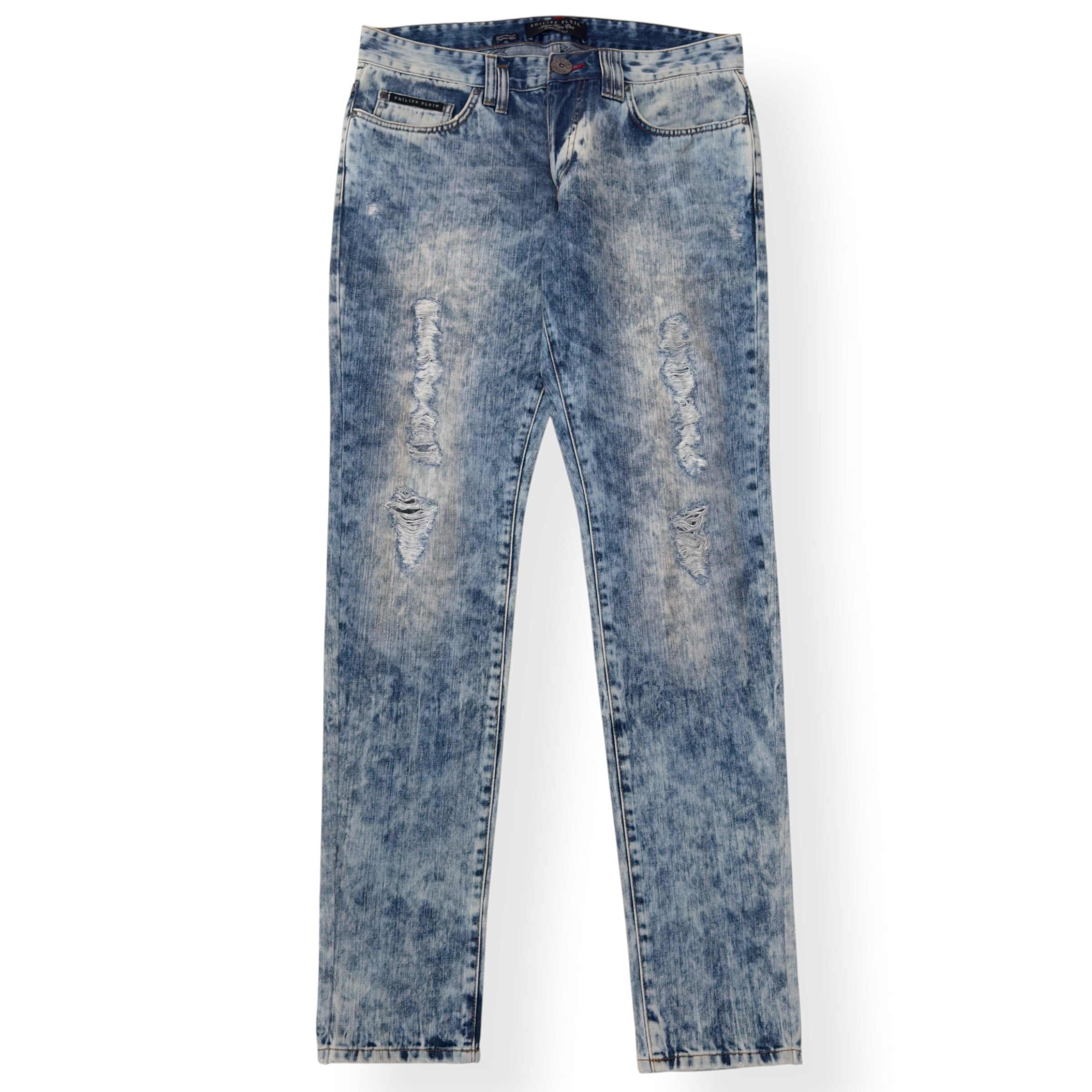 PHILIPP PLEIN ILLEGAL FIGHT CLUB STRAIGHT CUT DENIM JEANS CALIFORNIA BLUE L