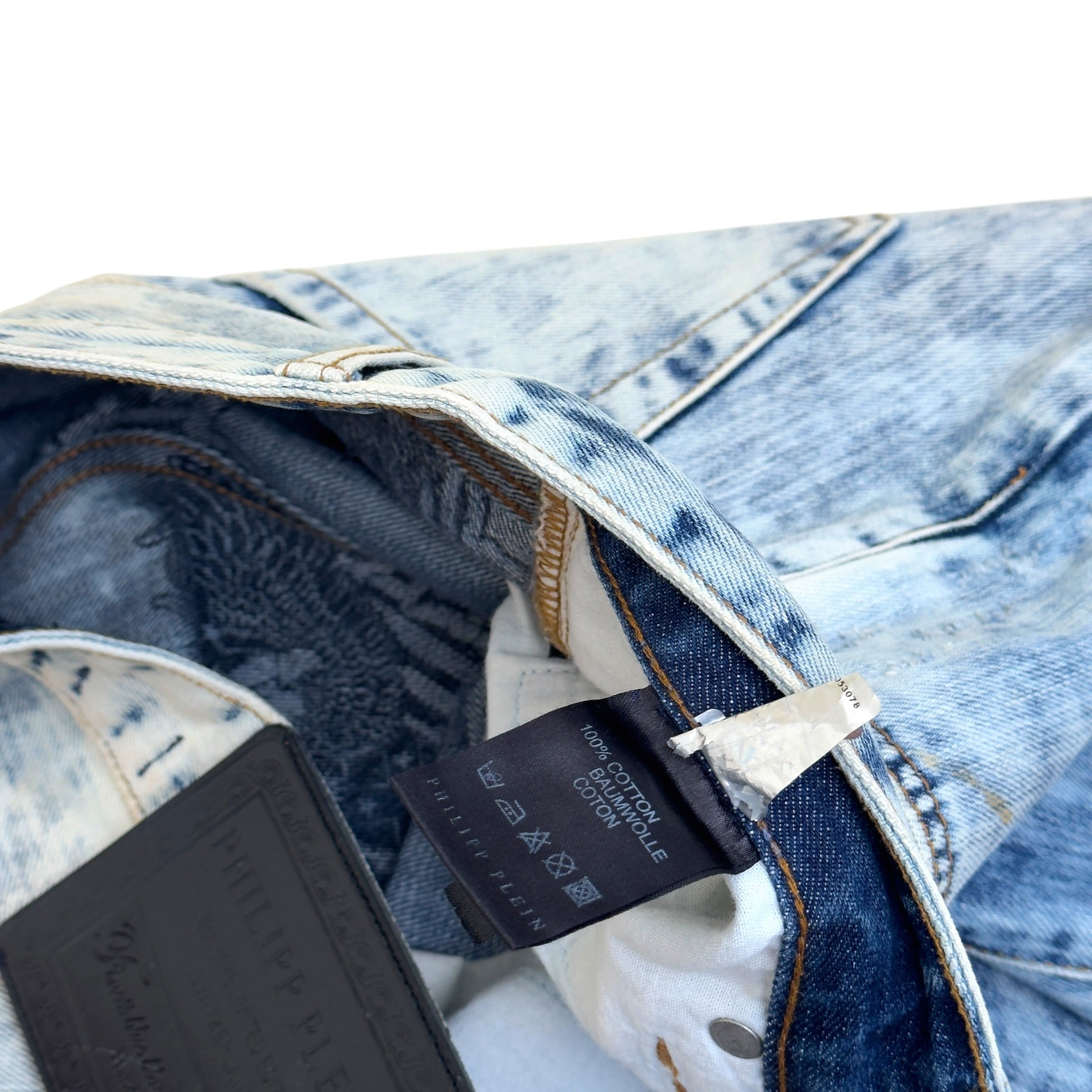 PHILIPP PLEIN ILLEGAL FIGHT CLUB STRAIGHT CUT DENIM JEANS CALIFORNIA BLUE L