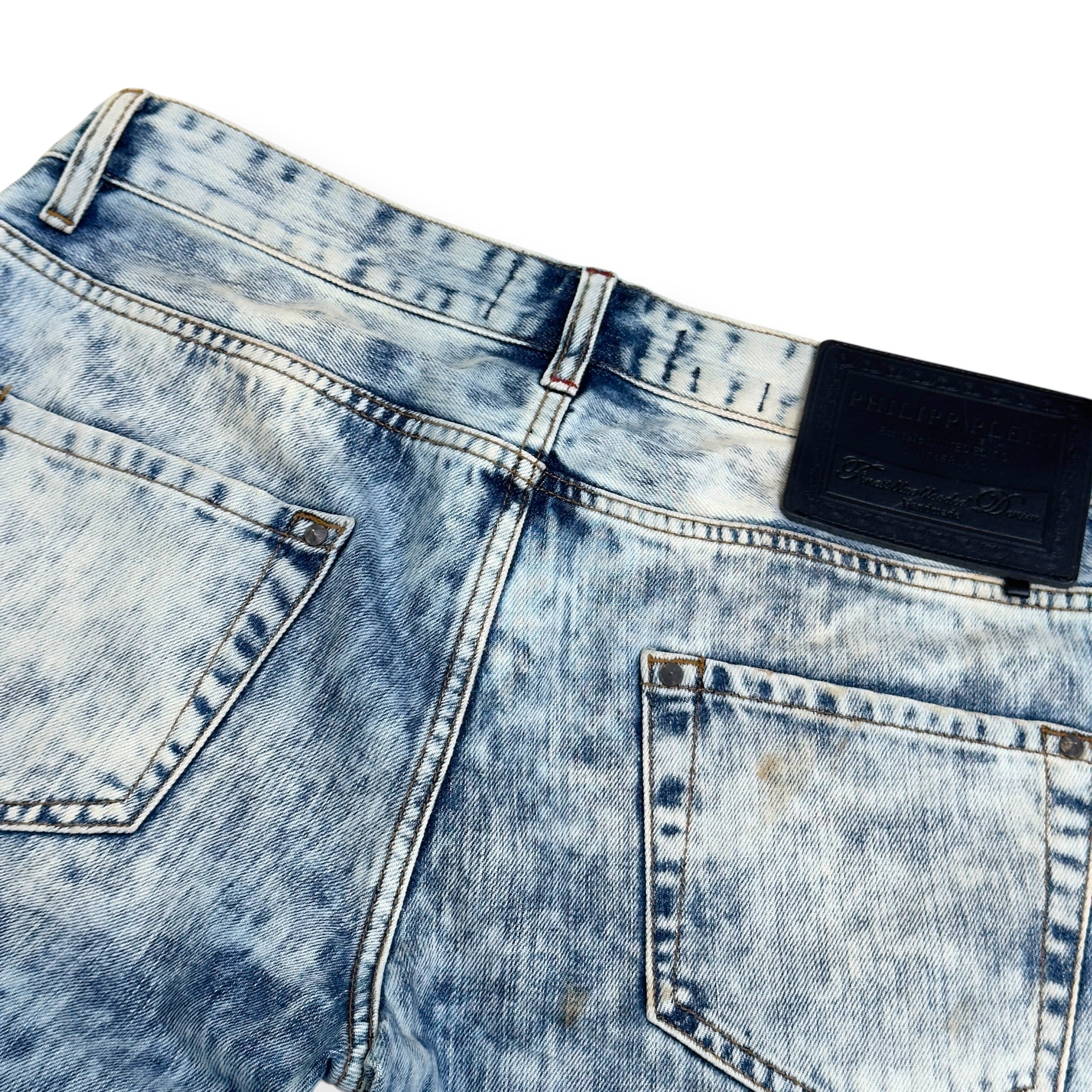PHILIPP PLEIN ILLEGAL FIGHT CLUB STRAIGHT CUT DENIM JEANS CALIFORNIA BLUE L