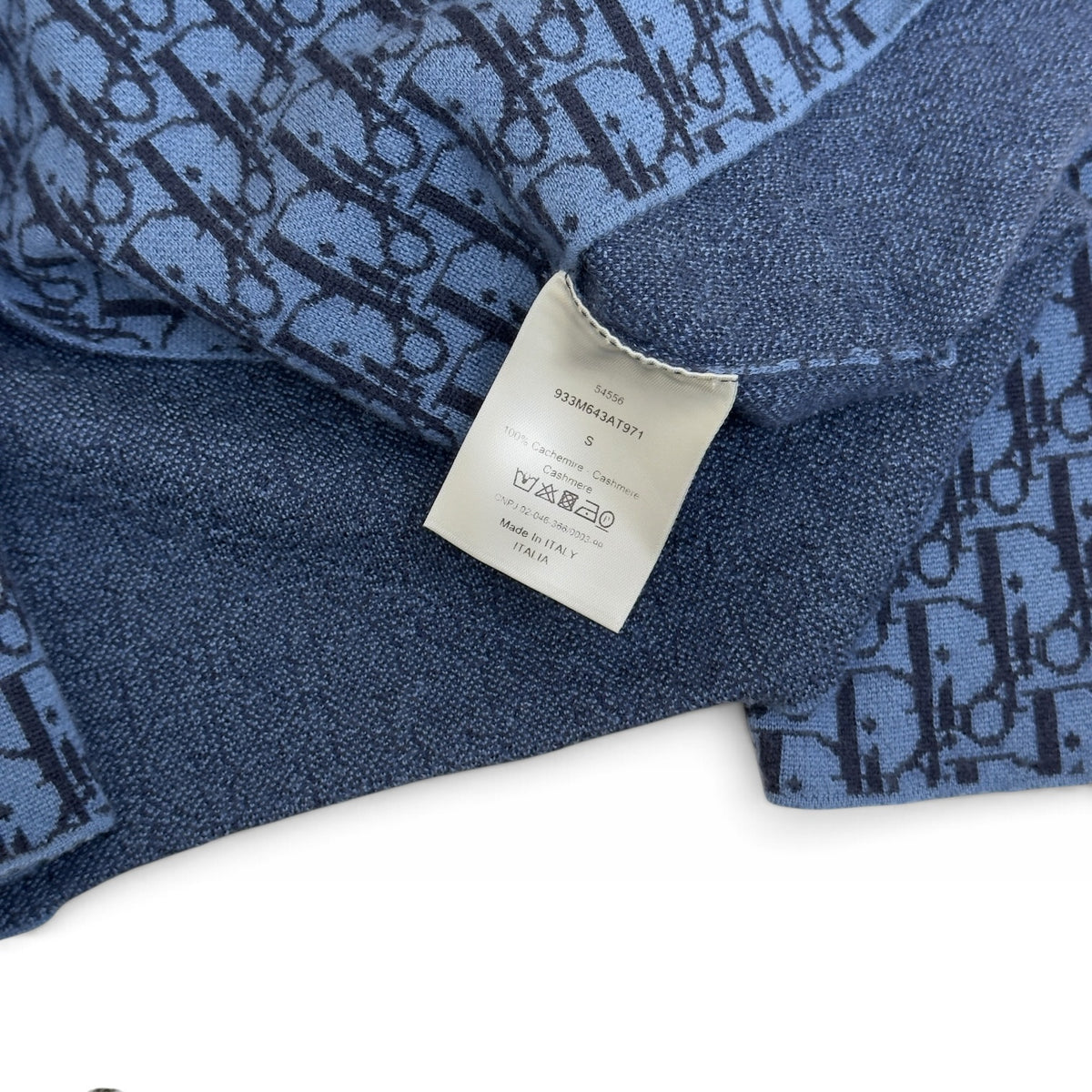 DIOR OBLIQUE CASHMERE MOCK NECK JUMPER BLUE S