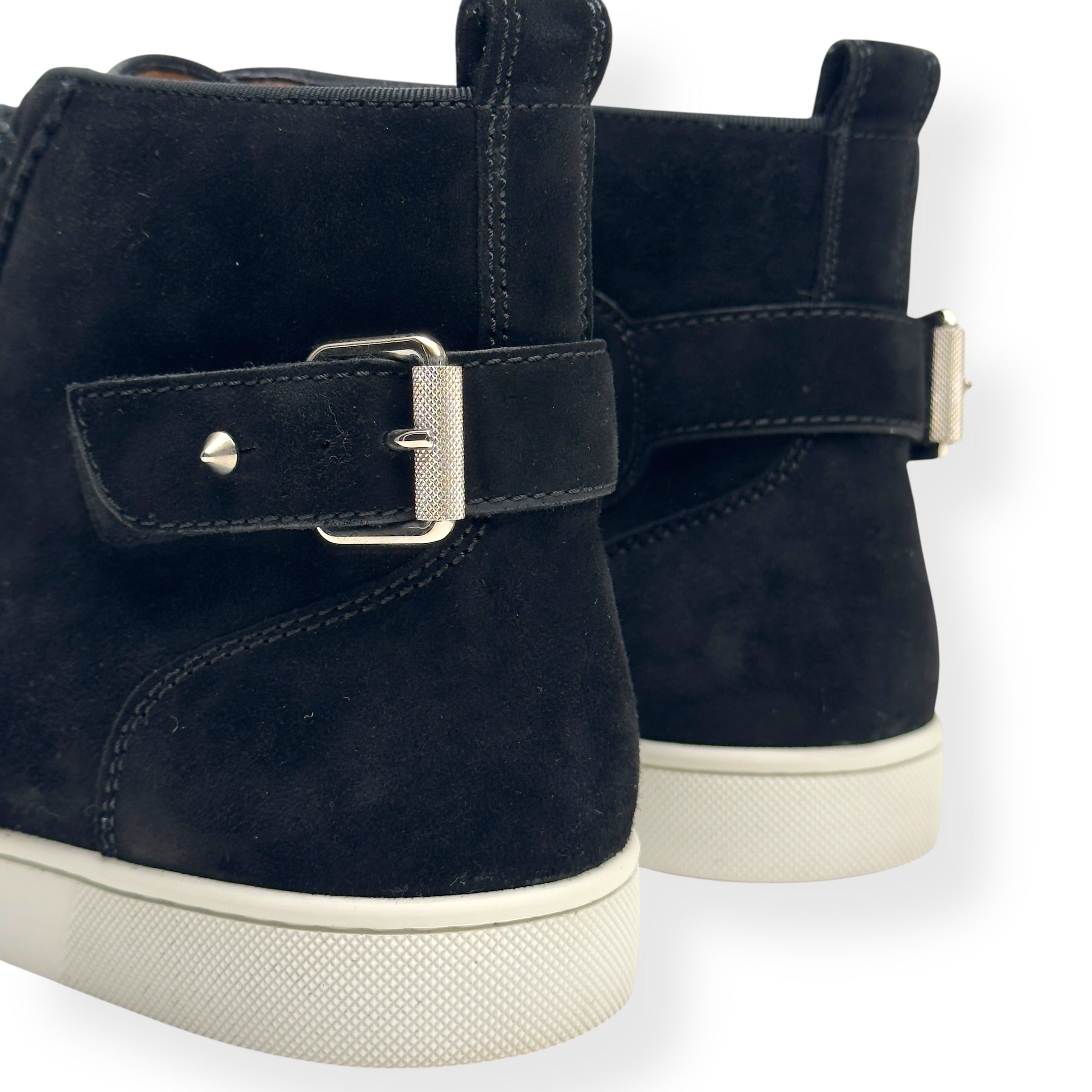 CHRISTIAN LOUBOUTIN NONO STRAP FLAT SUEDE SNEAKER BLACK 40.5 / UK6.5