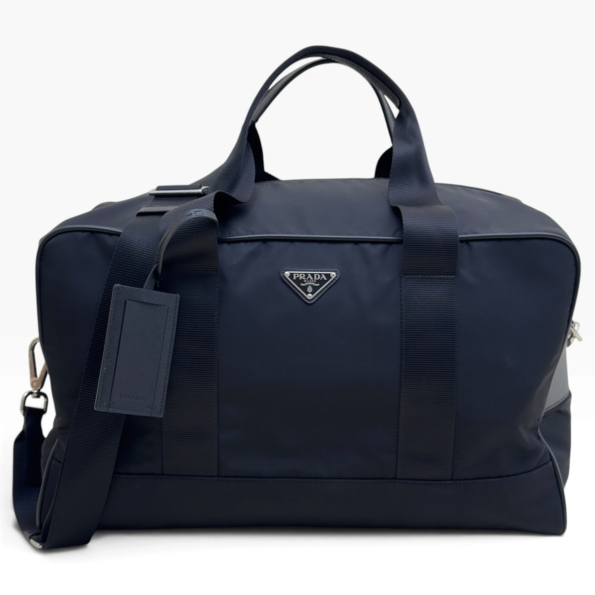 PRADA RE-NYLON TESSUTO SAFFIANO TRAVEL DUFFLE BAG BLACK O/S