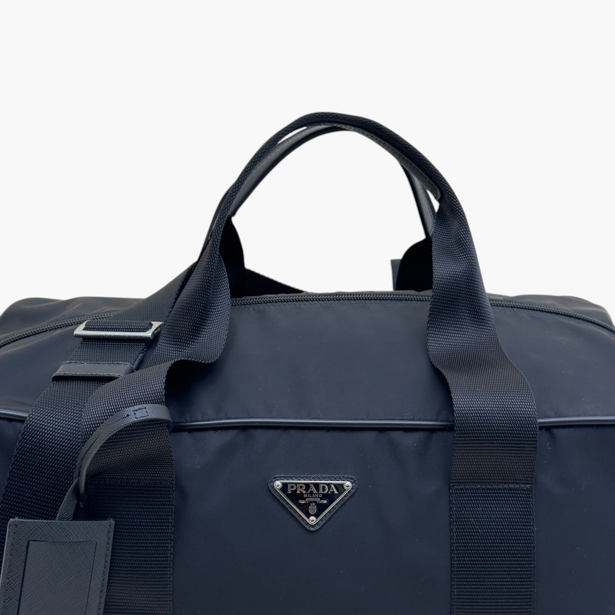 PRADA RE-NYLON TESSUTO SAFFIANO TRAVEL DUFFLE BAG BLACK O/S