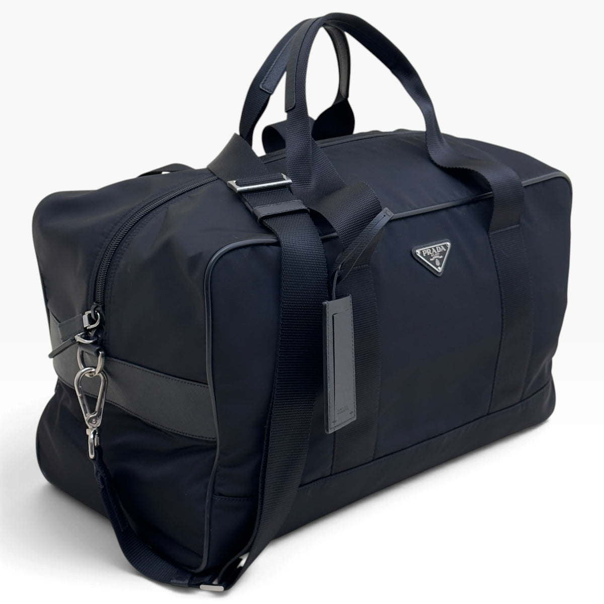 PRADA RE-NYLON TESSUTO SAFFIANO TRAVEL DUFFLE BAG BLACK O/S