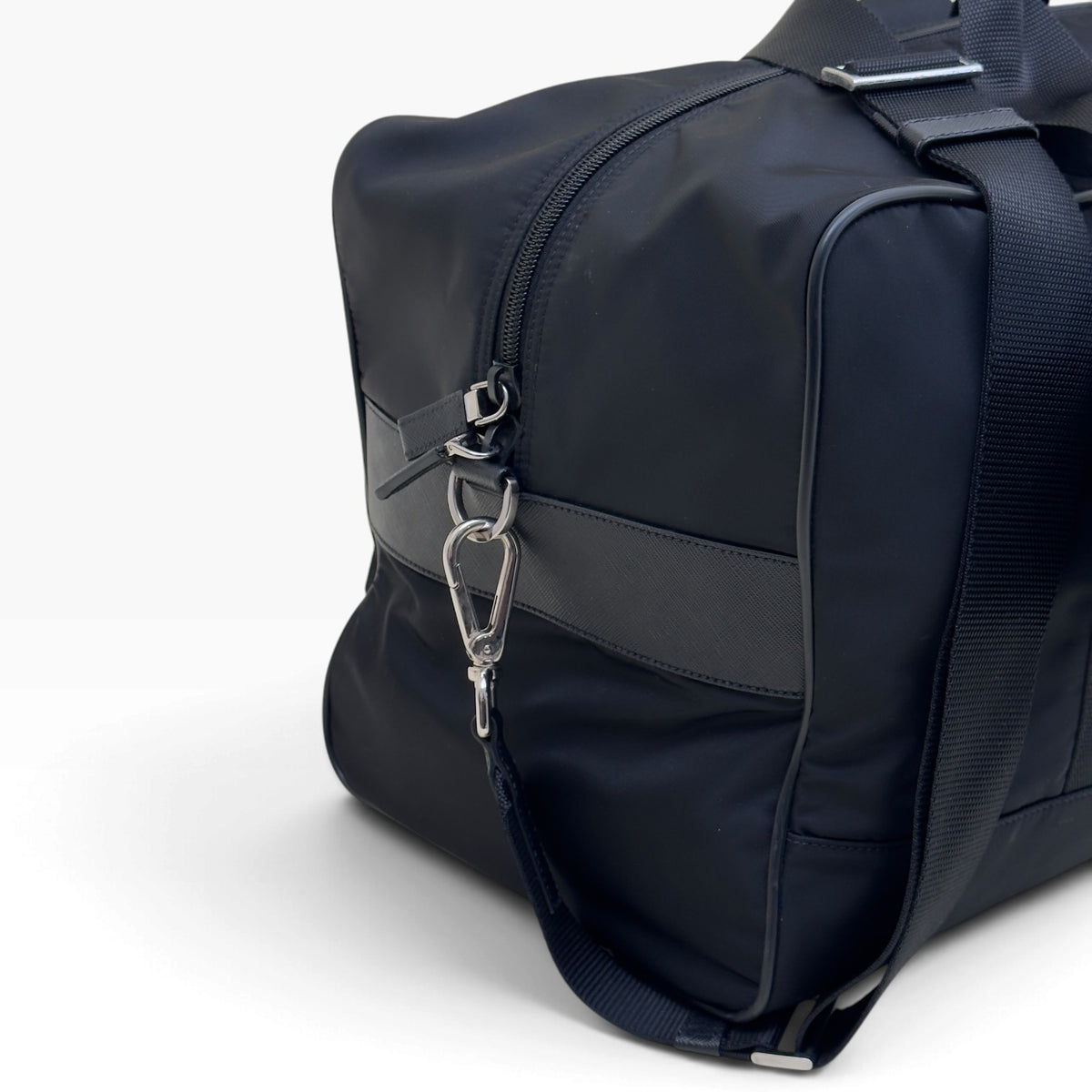 PRADA RE-NYLON TESSUTO SAFFIANO TRAVEL DUFFLE BAG BLACK O/S