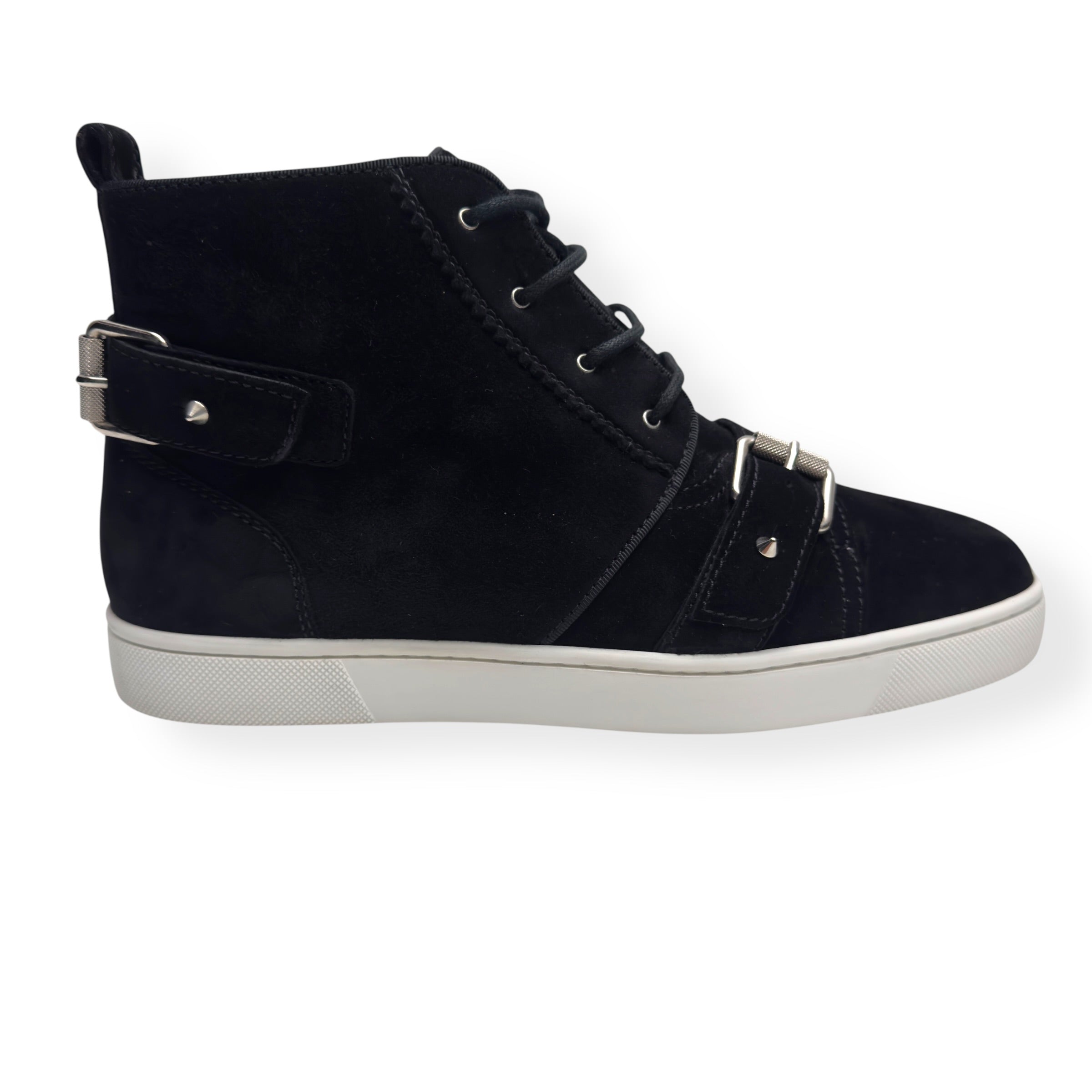 CHRISTIAN LOUBOUTIN NONO STRAP FLAT SUEDE SNEAKER BLACK 40.5 / UK6.5