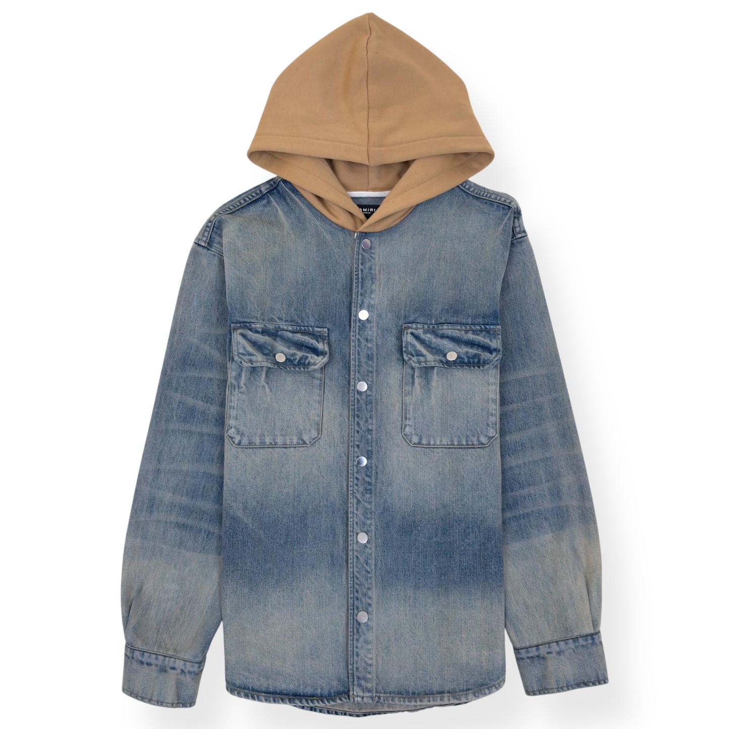 AMIRI DEIIM HOODED OVERSHIRT BLUE / CLAY M