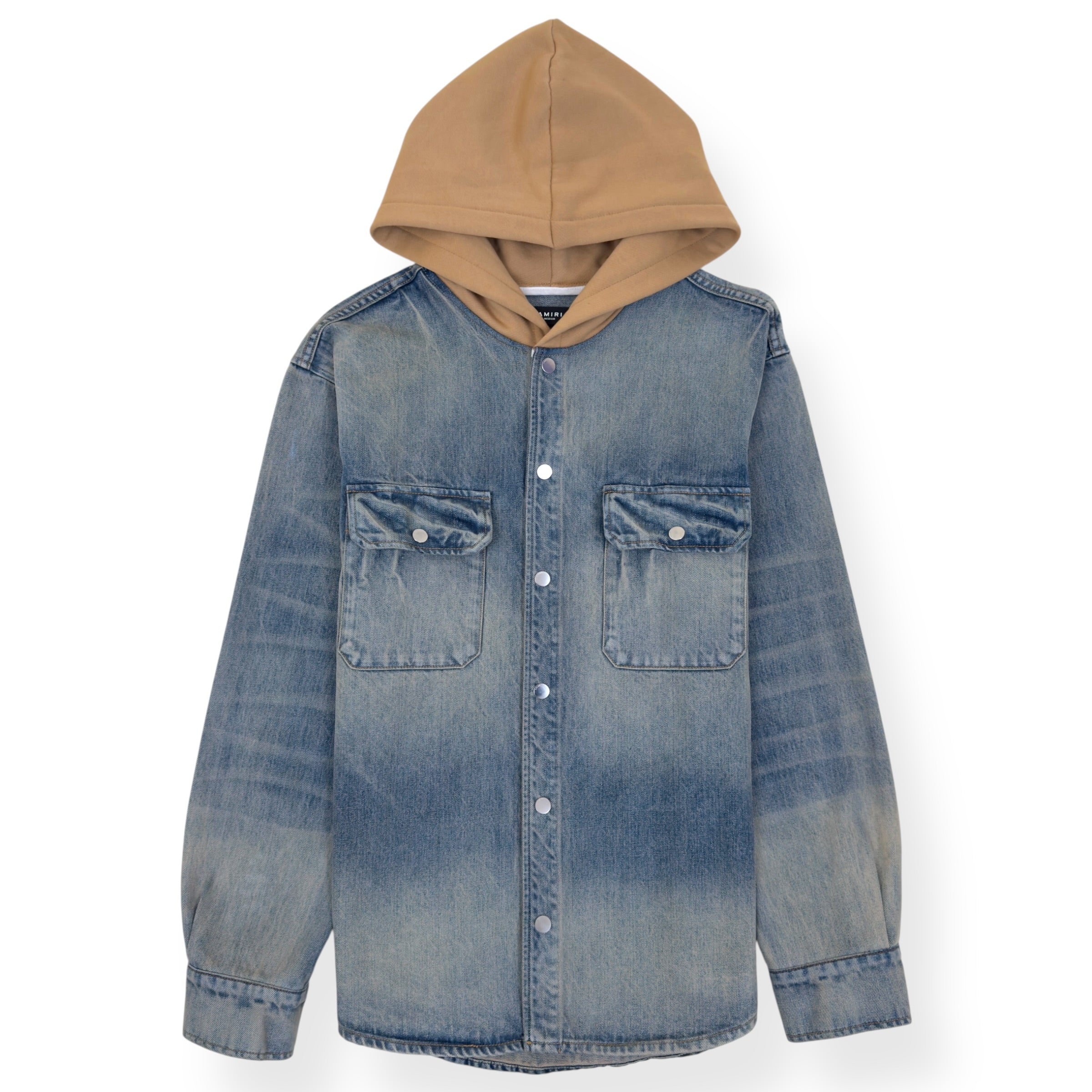 AMIRI DEIIM HOODED OVERSHIRT BLUE / CLAY M