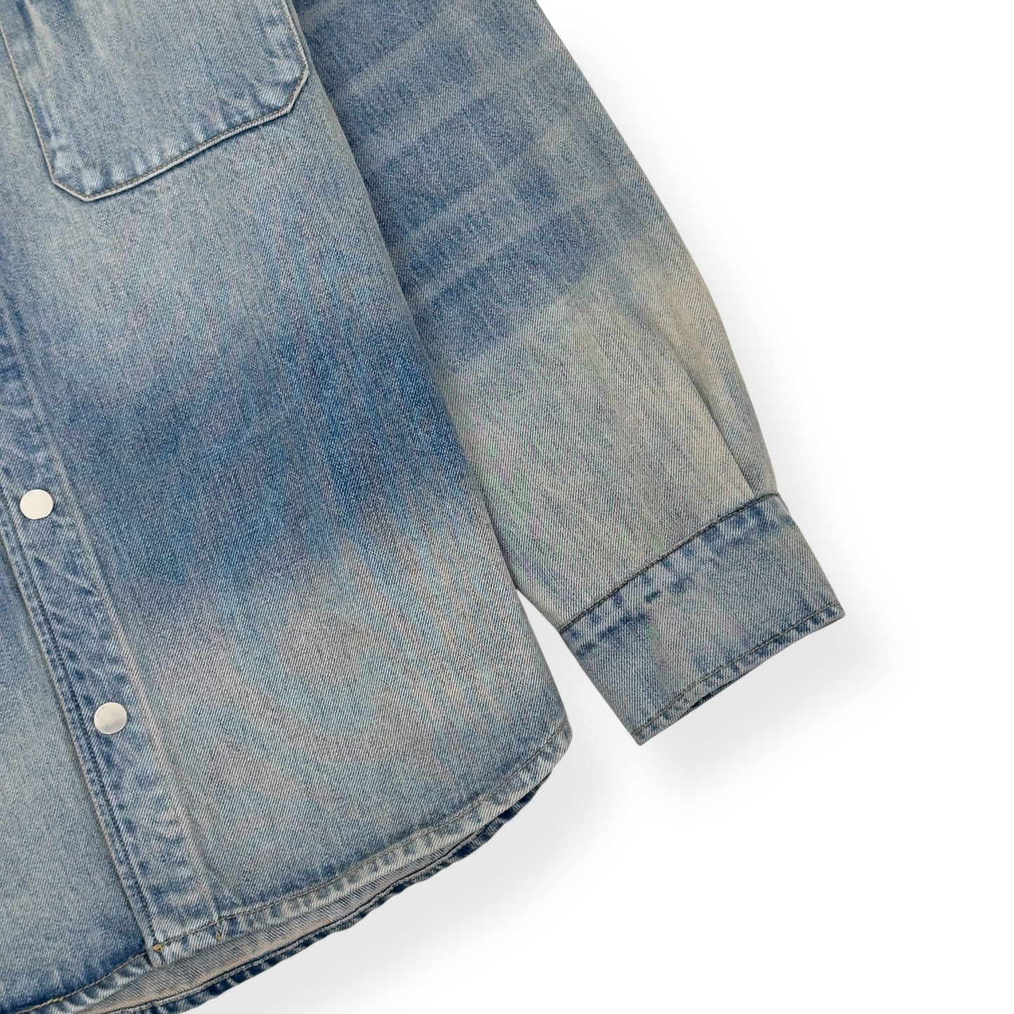 AMIRI DEIIM HOODED OVERSHIRT BLUE / CLAY M