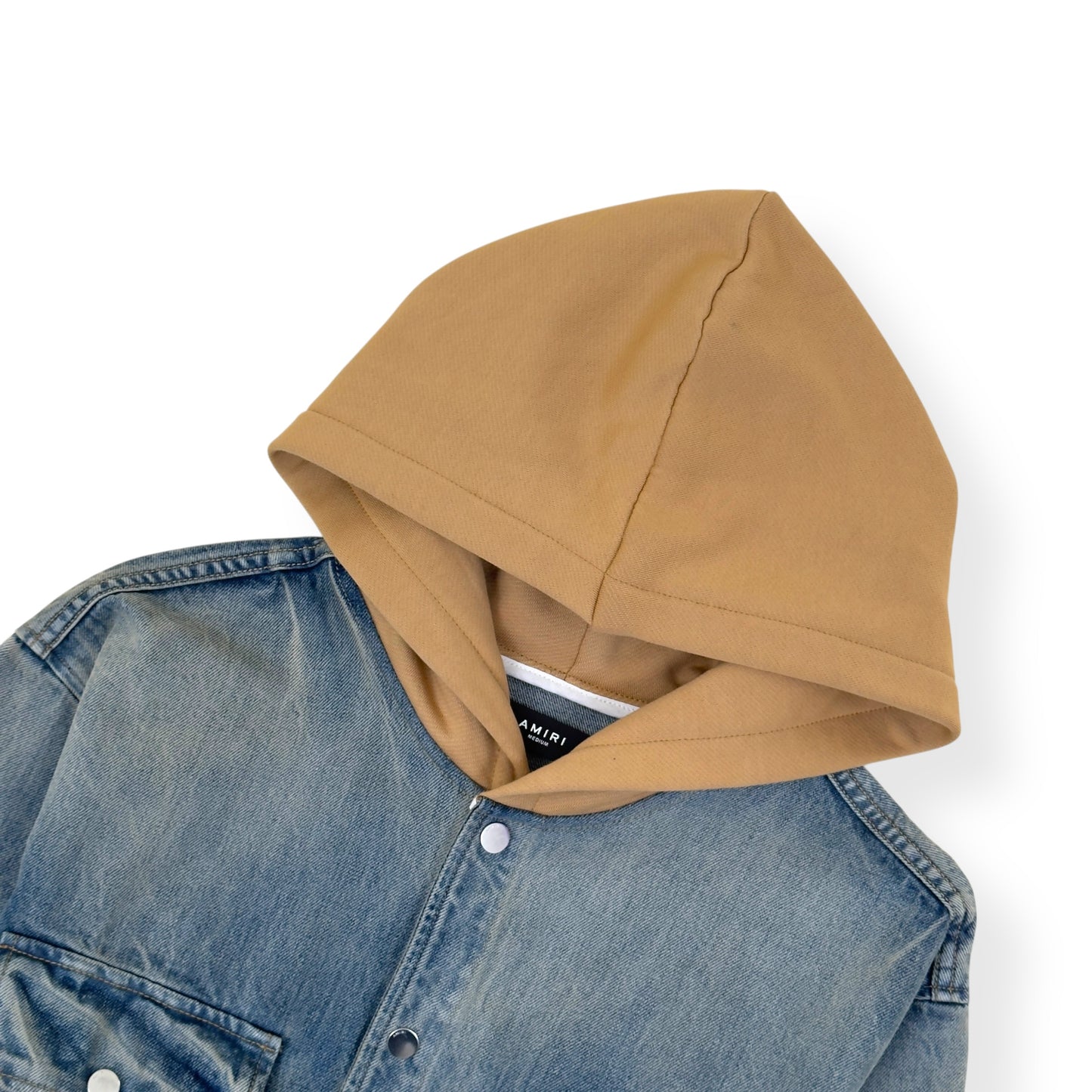 AMIRI DEIIM HOODED OVERSHIRT BLUE / CLAY M