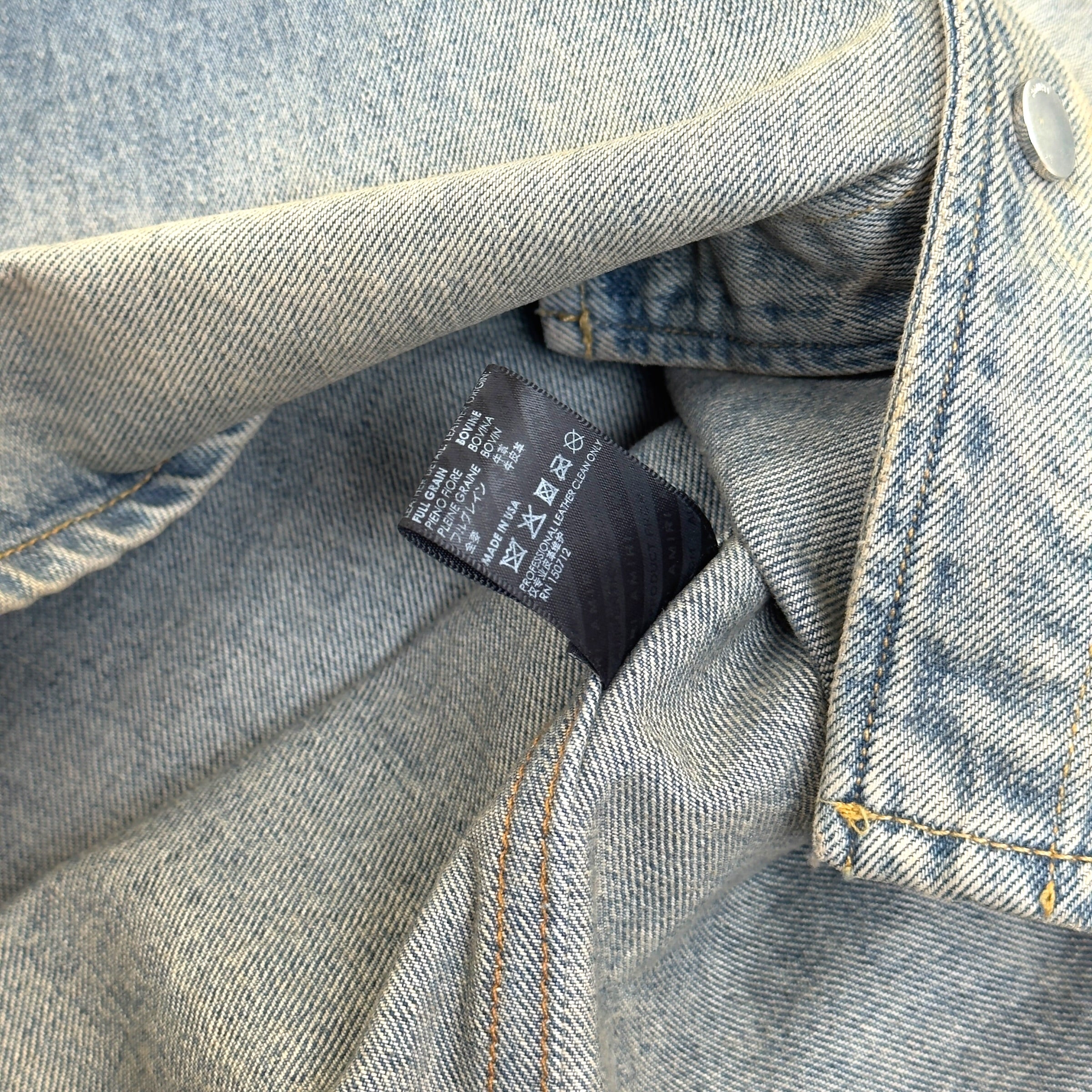 AMIRI DEIIM HOODED OVERSHIRT BLUE / CLAY M