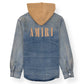 AMIRI DEIIM HOODED OVERSHIRT BLUE / CLAY M