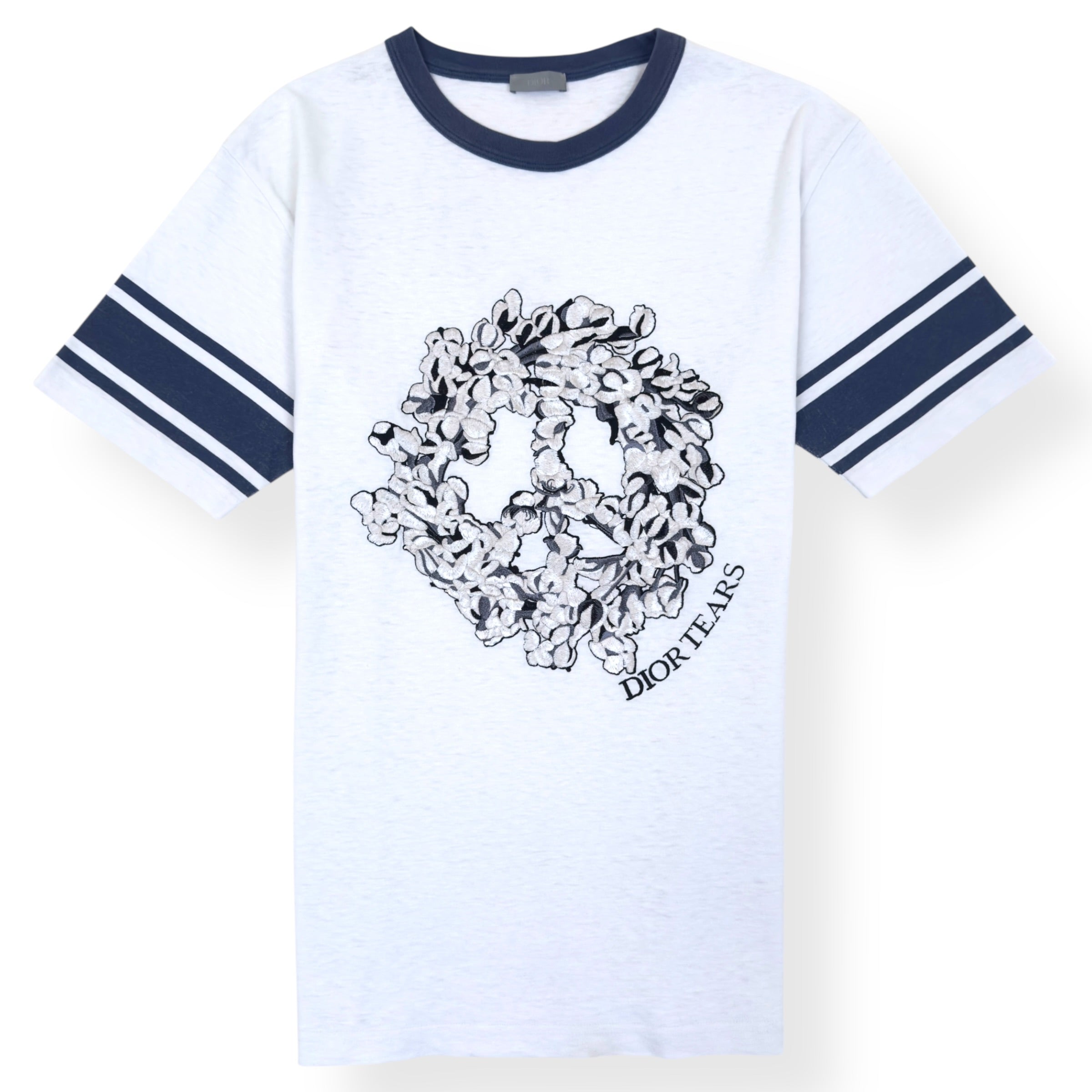 DIOR X DENIM TEARS SS23 CD FLOWER T-SHIRT WHITE / BLUE L