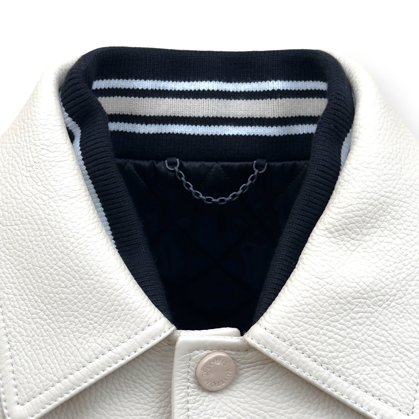 LOUIS VUITTON CALLIGRAPHY LEATHER / NYLON JACKT CREAM / NAVY 50 / L