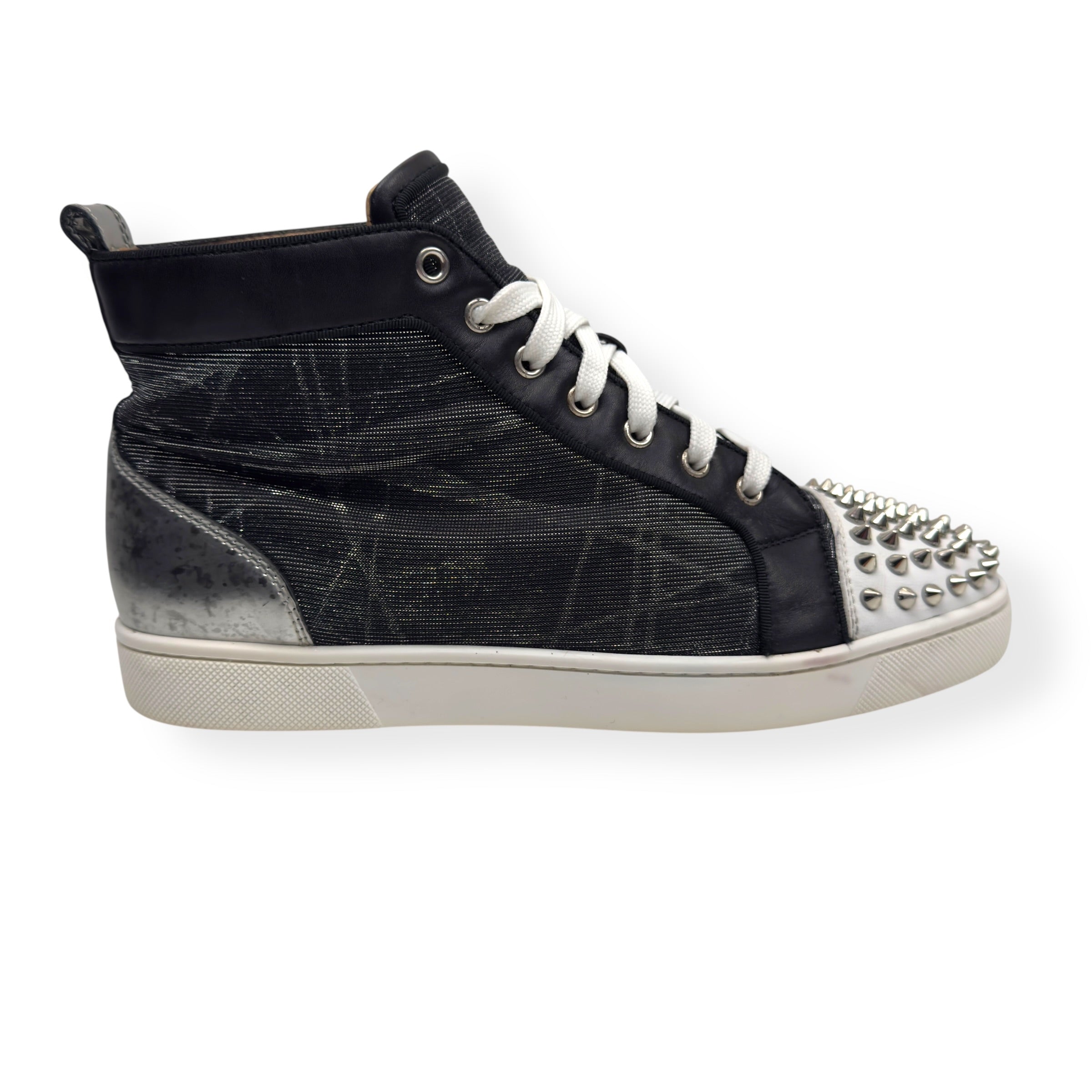 CHRISTIAN LOUBOUTIN LOU SPIKES ORLATO SNEAKER BLACK / WHITE 41 / UK7