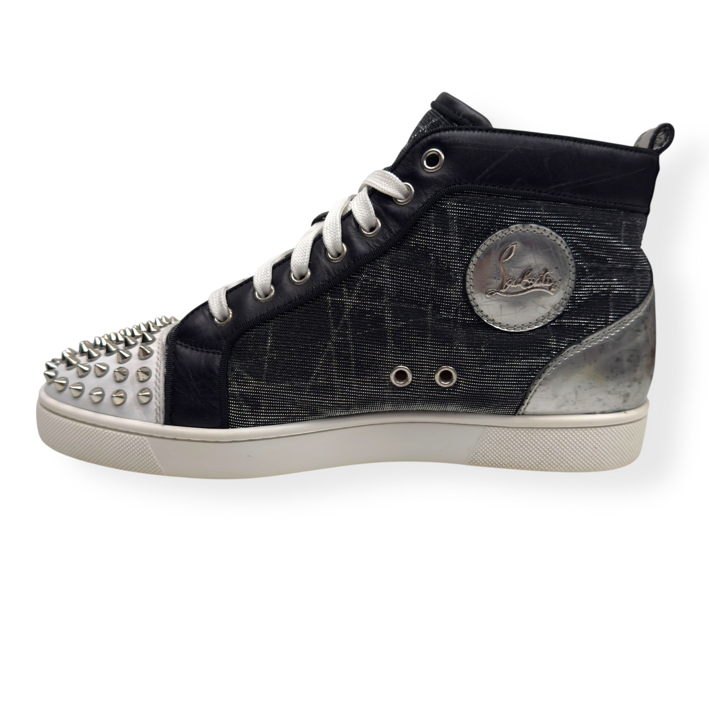 CHRISTIAN LOUBOUTIN LOU SPIKES ORLATO SNEAKER BLACK / WHITE 41 / UK7