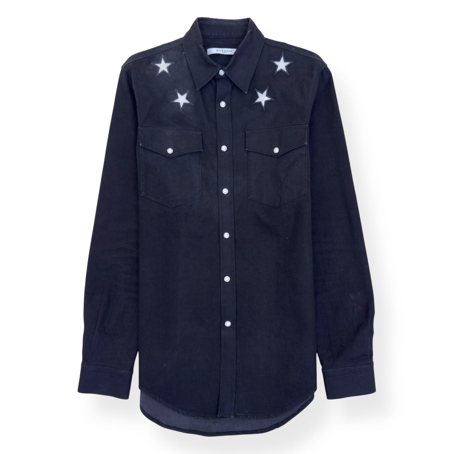 GIVENCHY STAR EMBROIDERED DENIM SHIRT BLACK / WHITE S