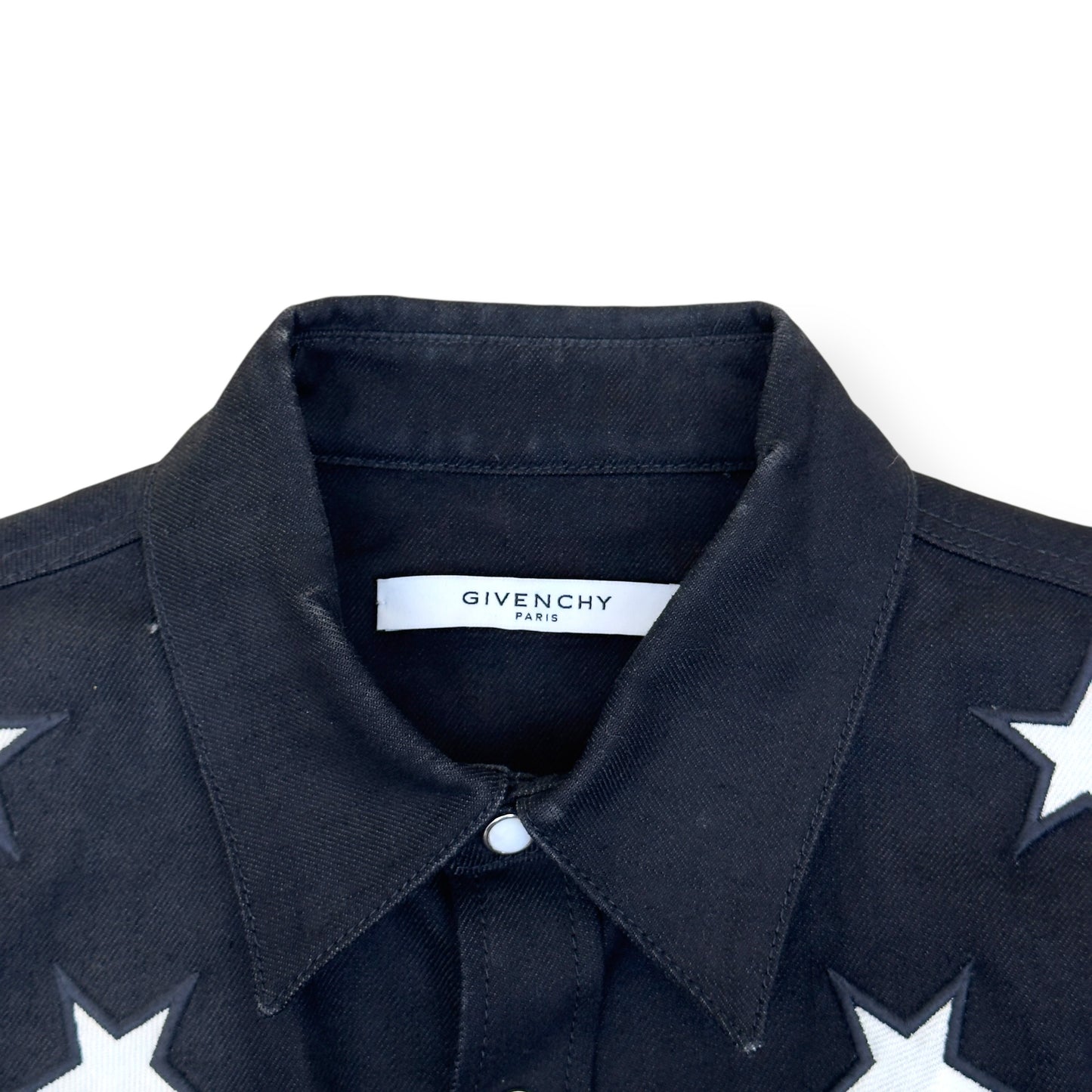 GIVENCHY STAR EMBROIDERED DENIM SHIRT BLACK / WHITE S