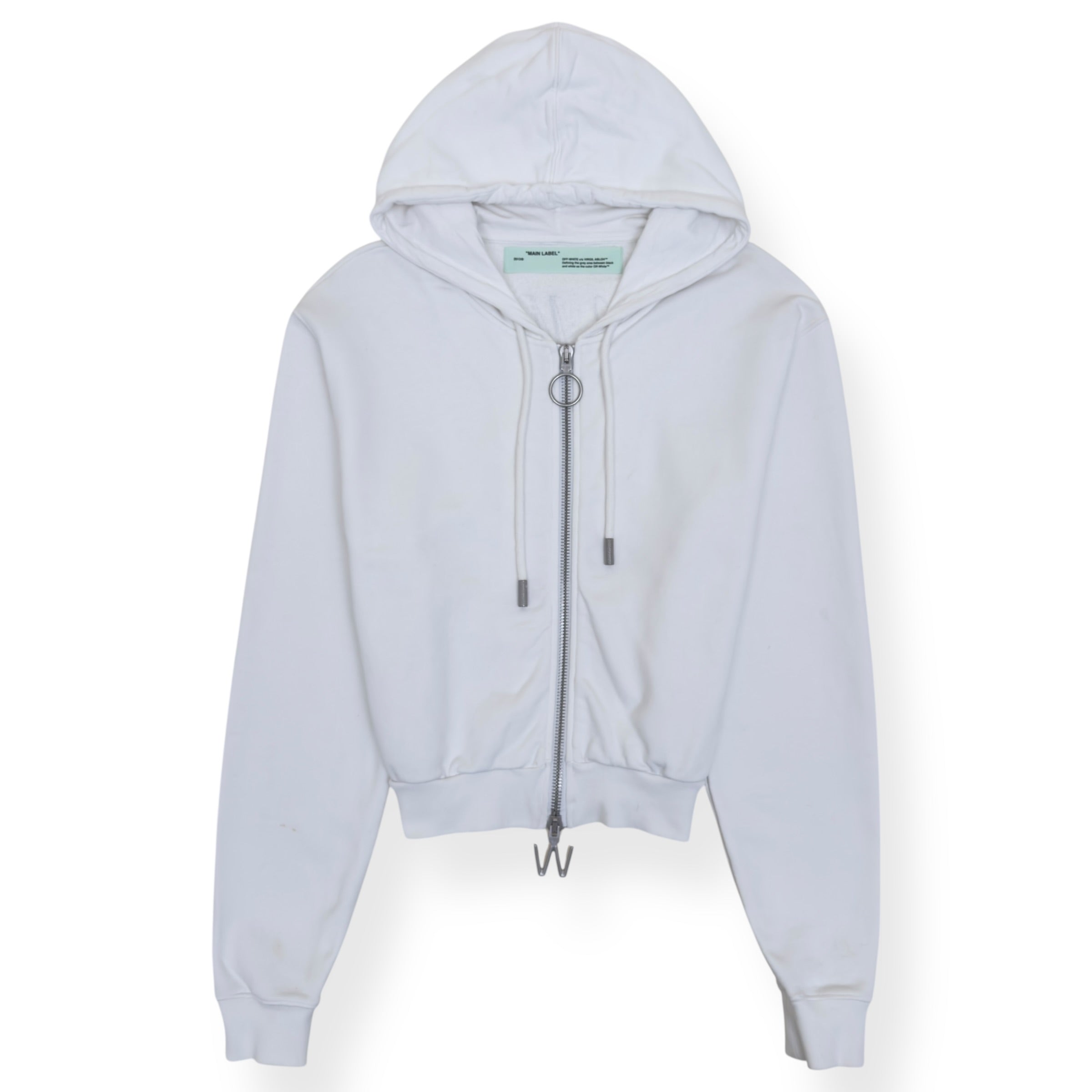 OFF-WHITE ZIP-UP CROPPED HOODIE WHITE S