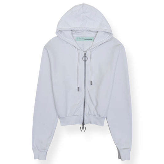 OFF-WHITE ZIP-UP CROPPED HOODIE WHITE S