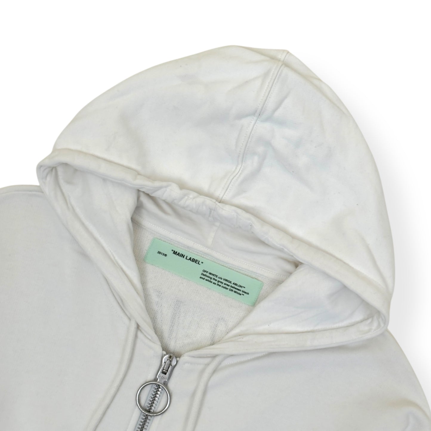 OFF-WHITE ZIP-UP CROPPED HOODIE WHITE S