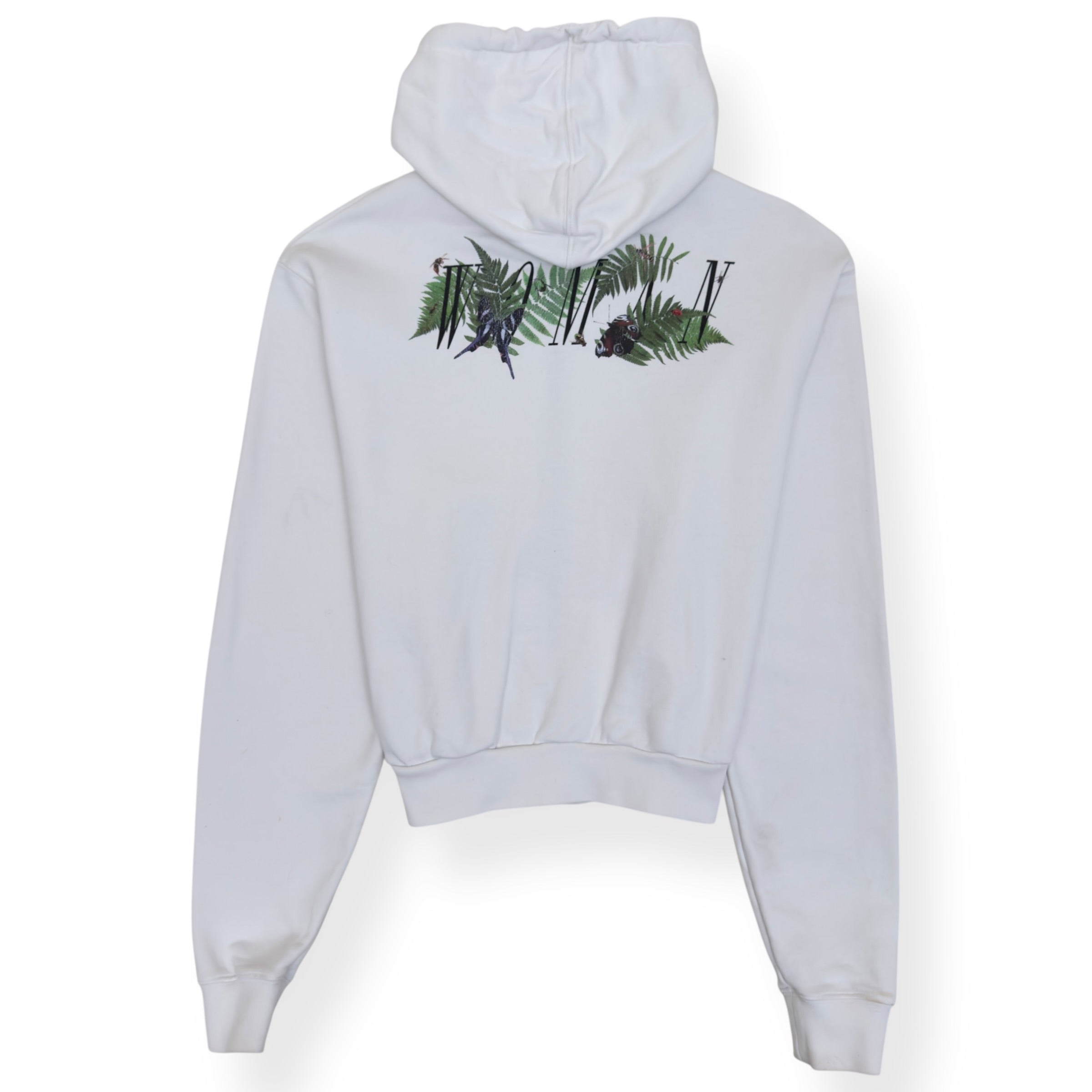 OFF-WHITE ZIP-UP CROPPED HOODIE WHITE S