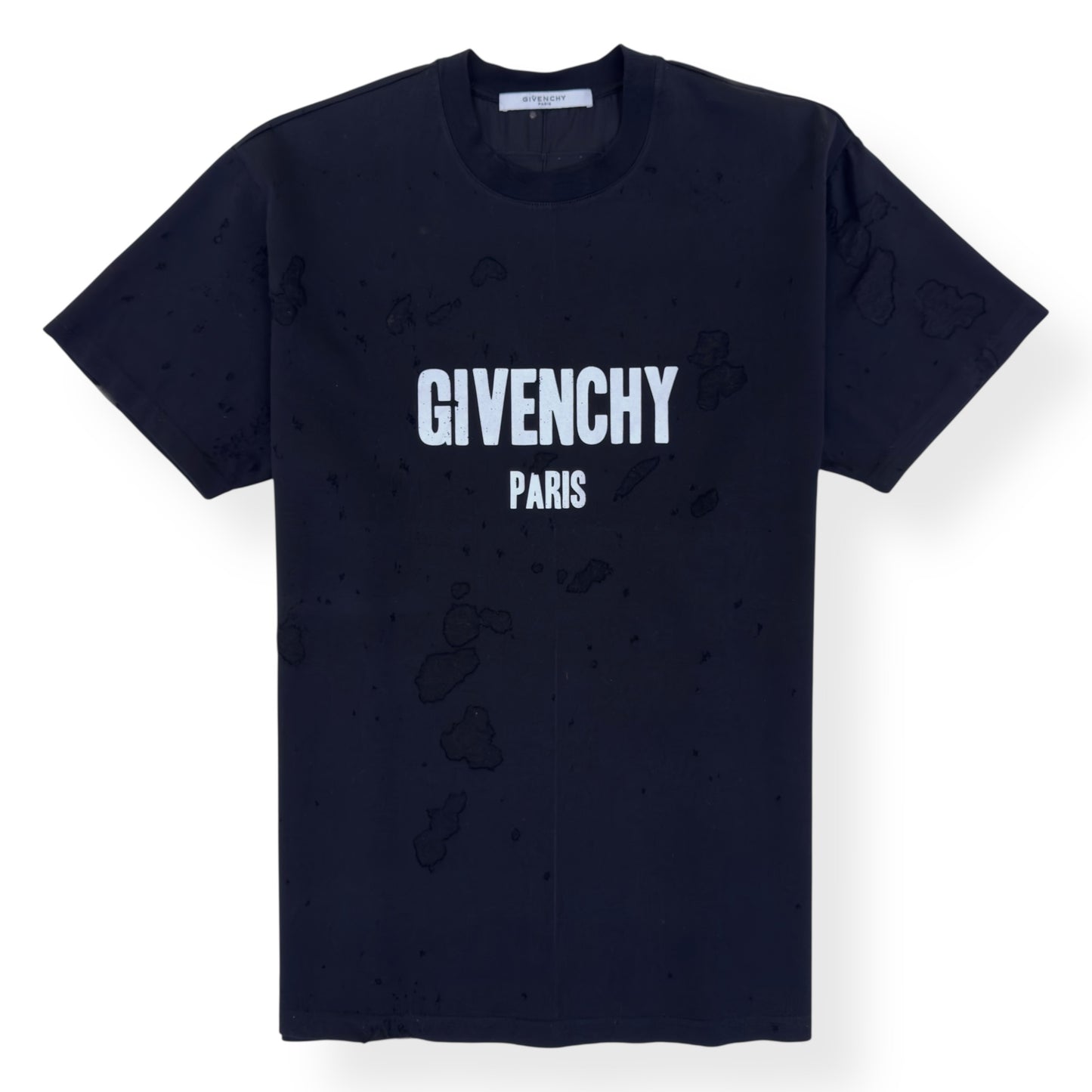 GIVENCHY DISTRESSED LOGO T-SHIRT BLACK S