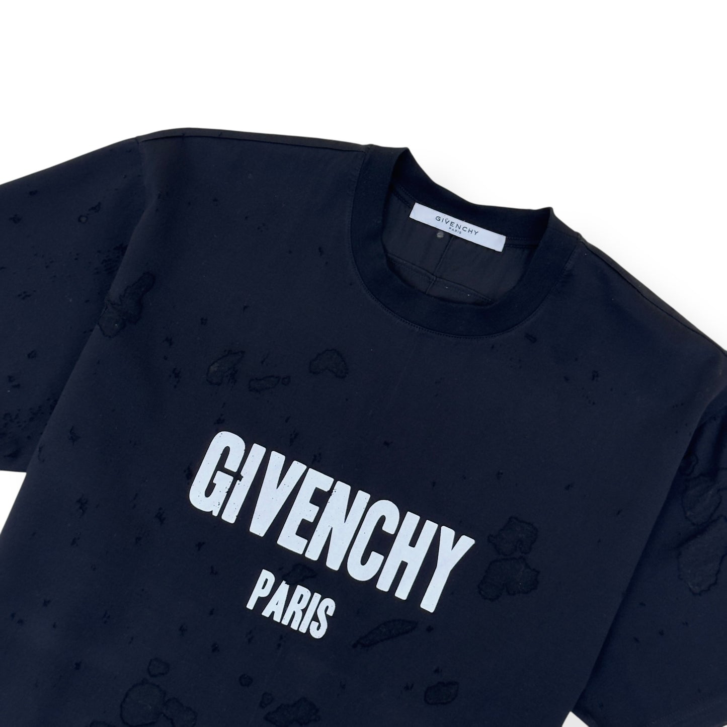 GIVENCHY DISTRESSED LOGO T-SHIRT BLACK S