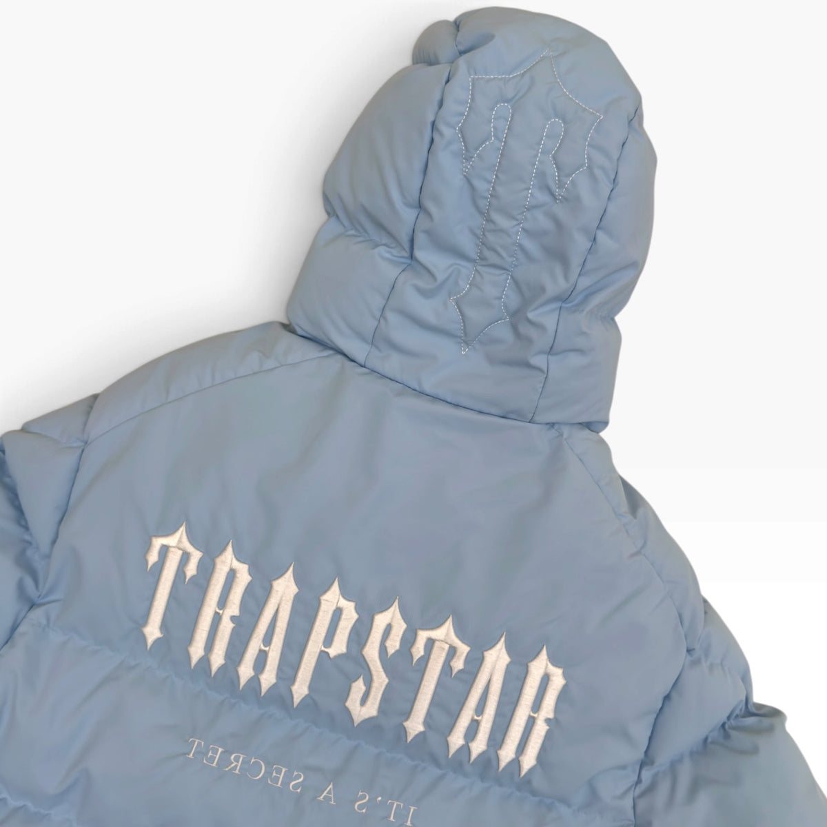 TRAPSTAR DECODED HOODED PUFFER JACKET ICE BLUE L