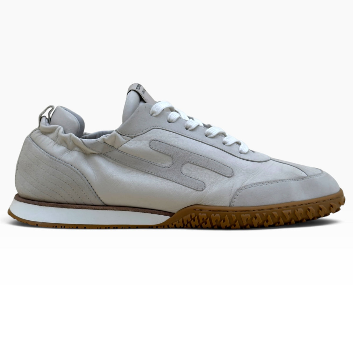 HERMÈS JET LOW SUEDE / LEATHER SNEAKER WHITE / GREY 45 / UK11