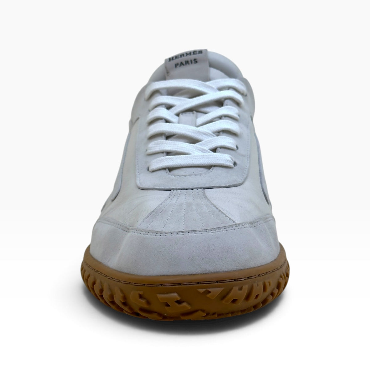 HERMÈS JET LOW SUEDE / LEATHER SNEAKER WHITE / GREY 45 / UK11