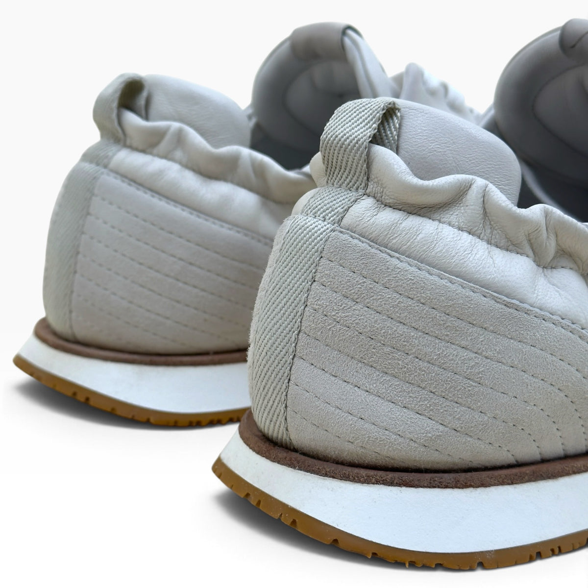 HERMÈS JET LOW SUEDE / LEATHER SNEAKER WHITE / GREY 45 / UK11