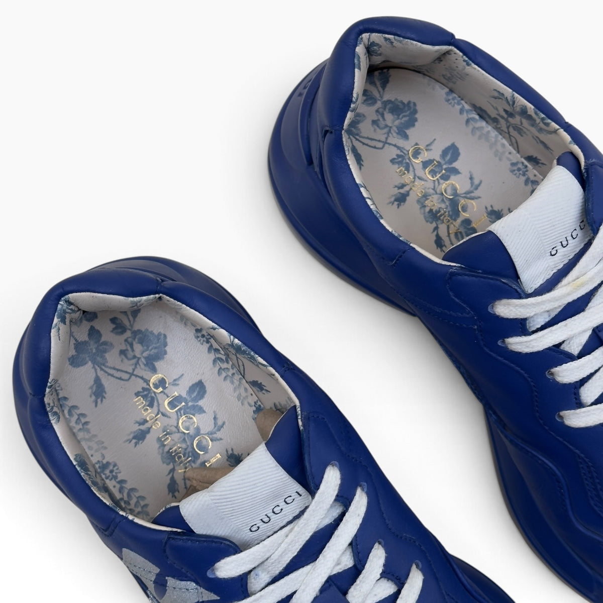 GUCCI RHYTON NY YANKEES LEATHER SNEAKER ROYAL BLUE UK6.5