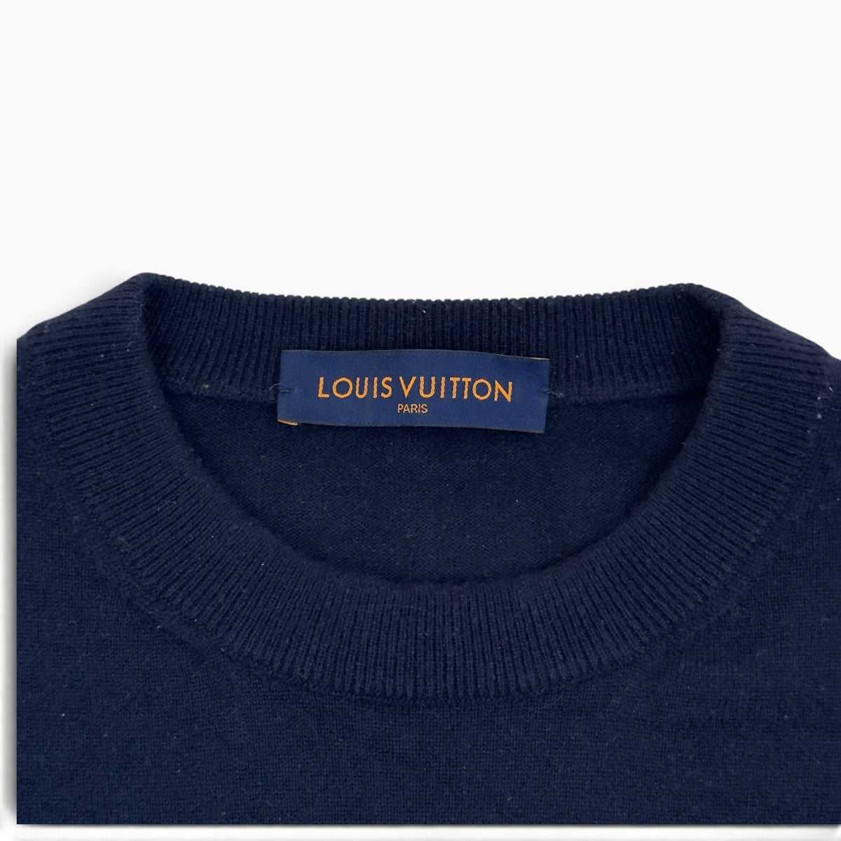 LOUIS VUITTON X NIGO INTARSIA CASHMERE CREW NECK JUMPER NAVY M