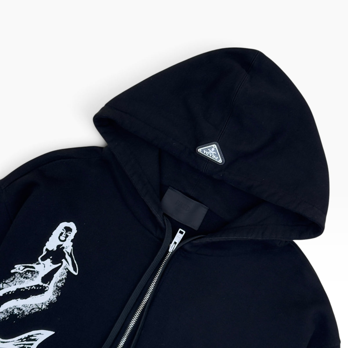 PRADA OVERSIZED ZIP-UP HOODIE BLACK M