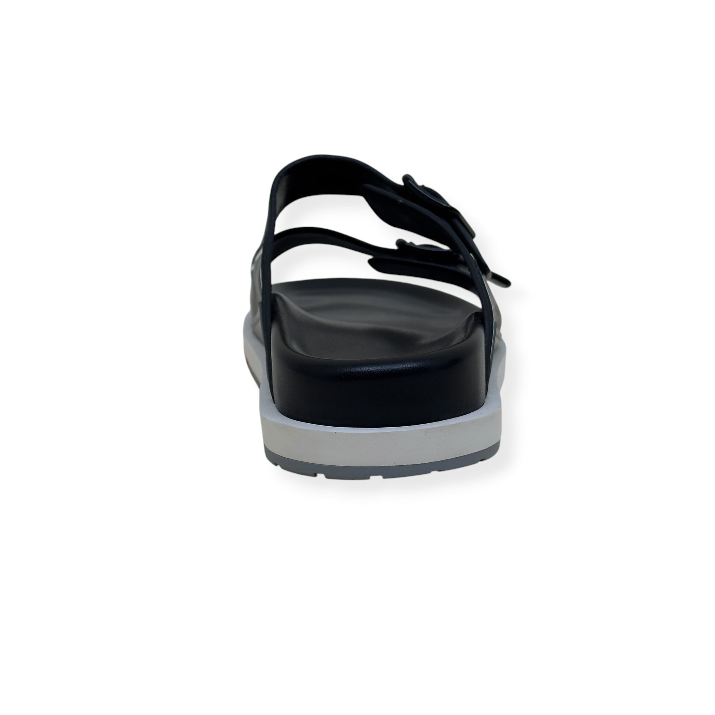 LOUIS VUITTON SCRIPT LOGO LEATHER MULES BLACK / GREY UK10