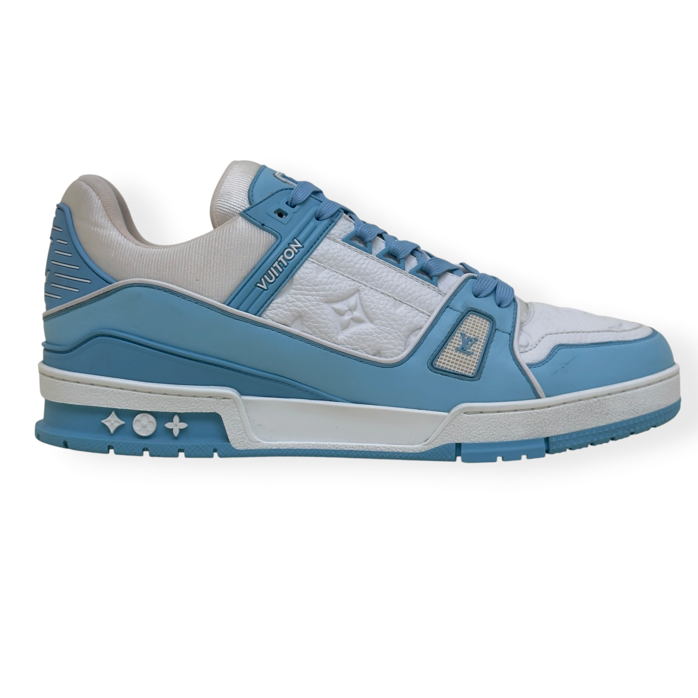 LOUIS VUITTON LV TRAINER LOW-TOP SNEAKER BLUE / WHITE UK10