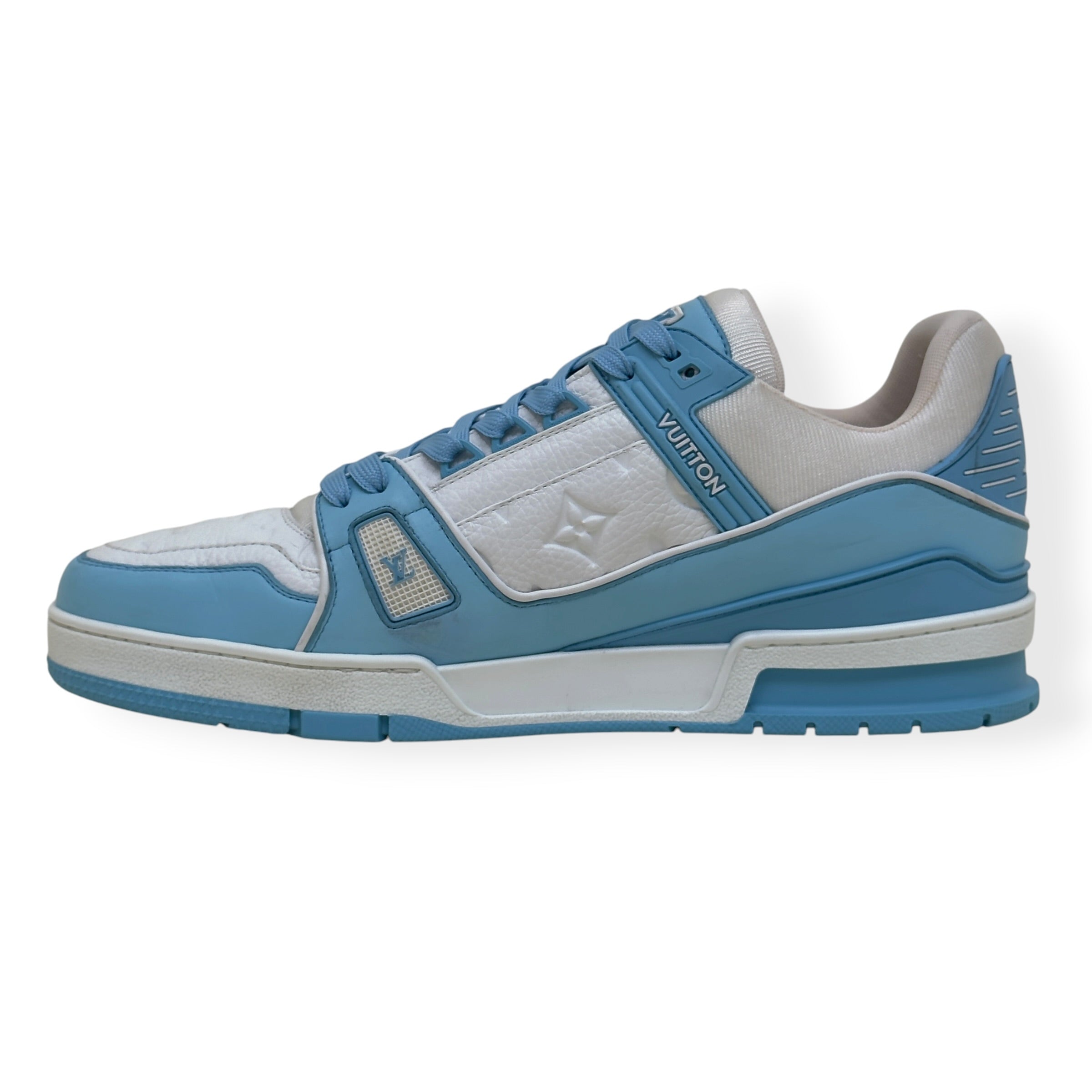 LOUIS VUITTON LV TRAINER LOW-TOP SNEAKER BLUE / WHITE UK10